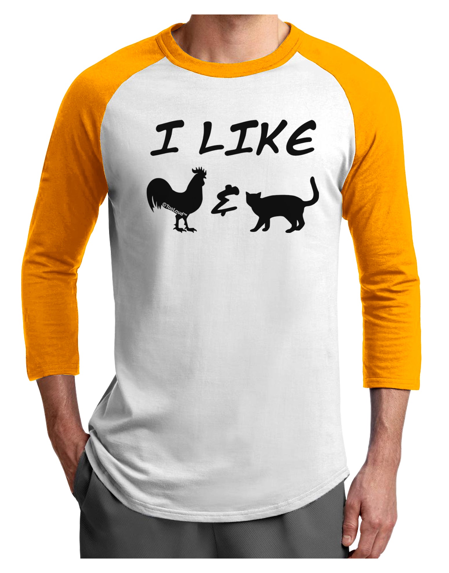 I Like Rooster & Cat Silhouette Adult Raglan Shirt by TooLoud-TooLoud-White-Gold-X-Small-Davson Sales
