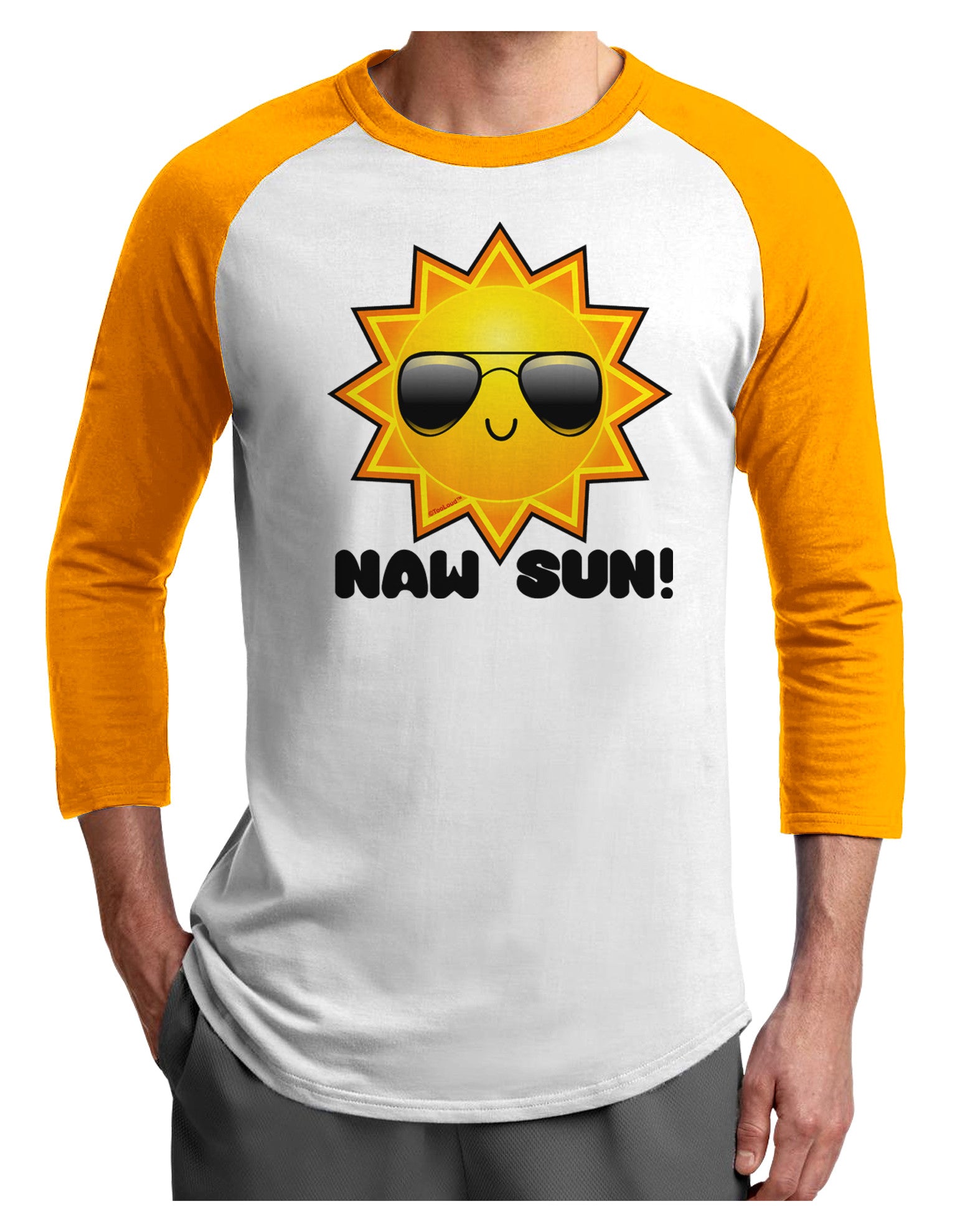 Naw Sun Cute Sun Adult Raglan Shirt-Raglan Shirt-TooLoud-White-Gold-X-Small-Davson Sales