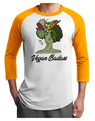 Vegan Badass Adult Raglan Shirt-Mens T-Shirt-TooLoud-White-Gold-X-Small-Davson Sales