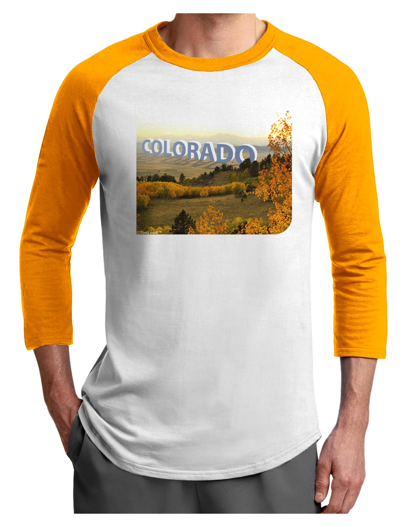 Colorado Postcard Gentle Sunrise Adult Raglan Shirt by-Raglan Shirt-TooLoud-White-Gold-X-Small-Davson Sales