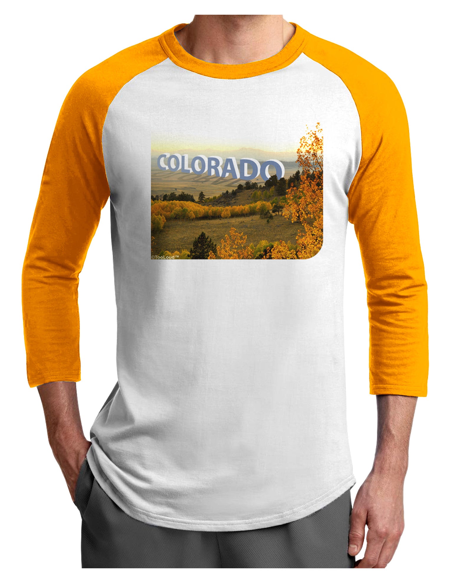 Colorado Postcard Gentle Sunrise Adult Raglan Shirt by-Raglan Shirt-TooLoud-White-Gold-X-Small-Davson Sales