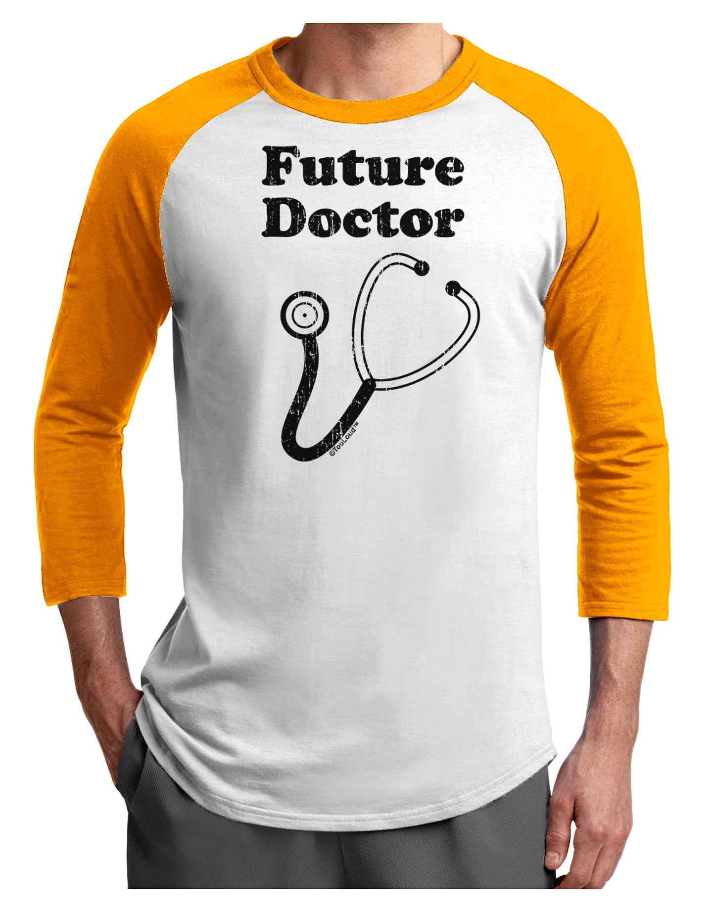 Future Doctor Distressed Adult Raglan Shirt-TooLoud-White-Gold-X-Small-Davson Sales