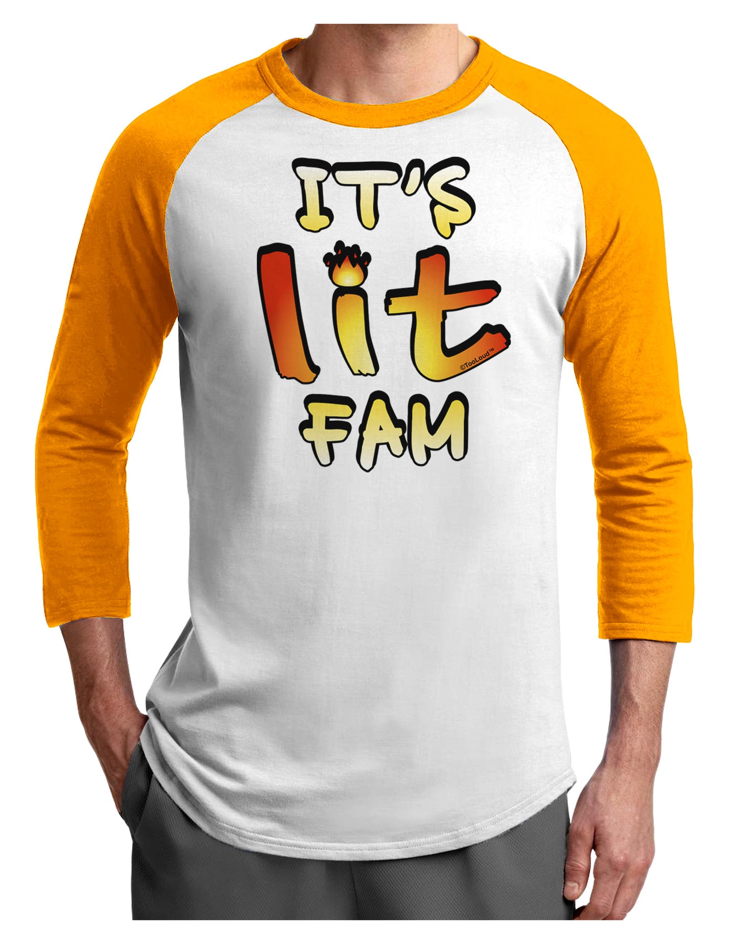 It's Lit Fam Adult Raglan Shirt-Raglan Shirt-TooLoud-White-Gold-X-Small-Davson Sales