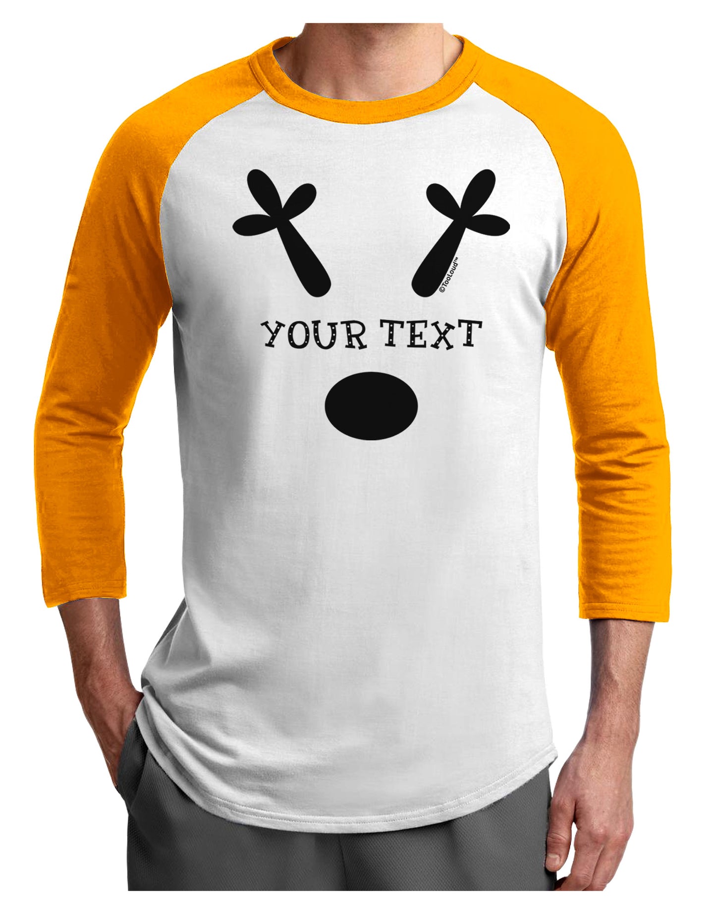 Personalized Matching Reindeer Family Design - Your Text Adult Raglan Shirt-TooLoud-White-Gold-X-Small-Davson Sales