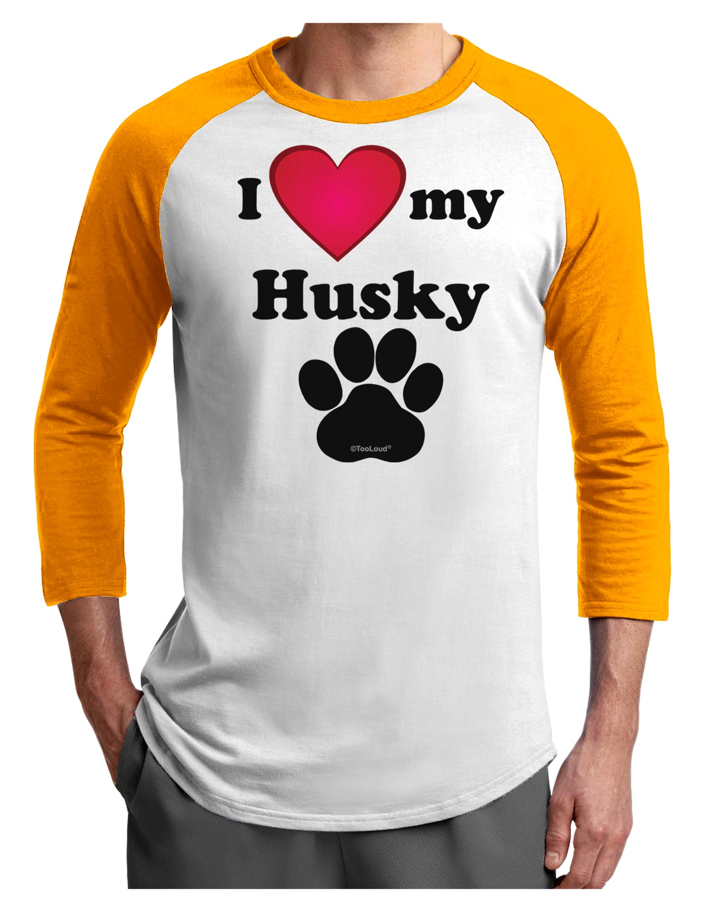 I Heart My Husky Adult Raglan Shirt by TooLoud-TooLoud-White-Gold-X-Small-Davson Sales