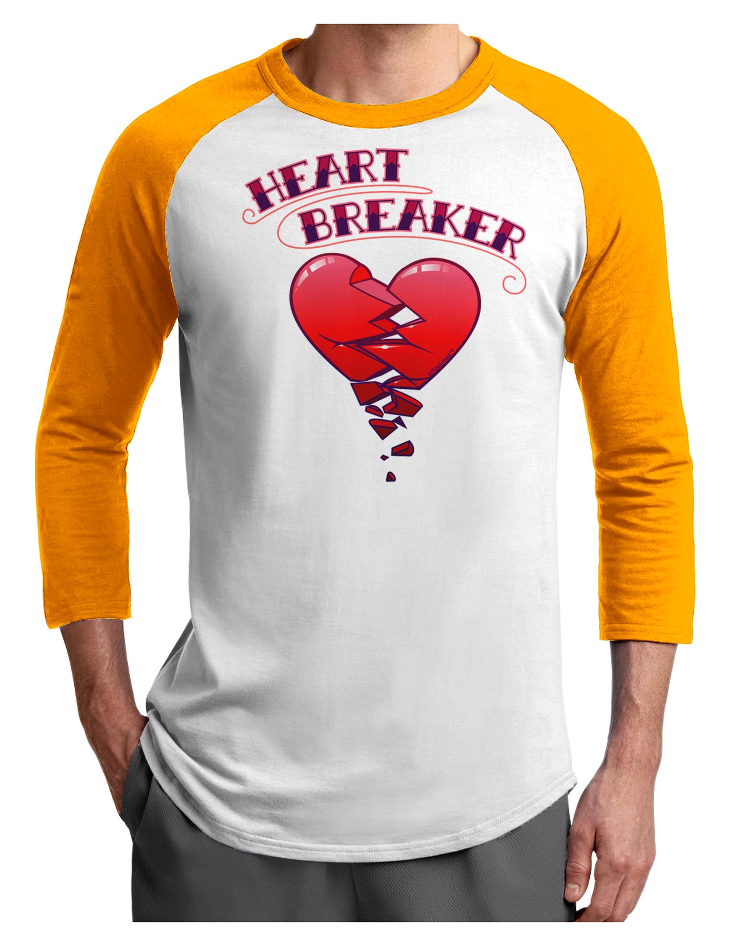 Heart Breaker Cute Adult Raglan Shirt by-Raglan Shirt-TooLoud-White-Gold-X-Small-Davson Sales