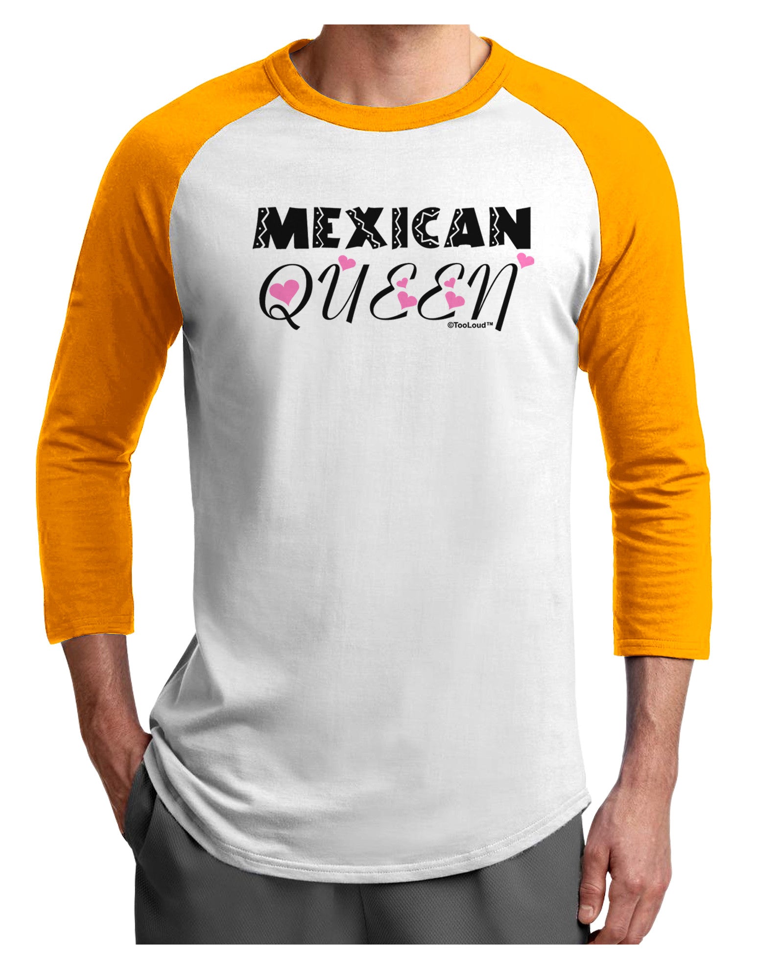 Mexican Queen - Cinco de Mayo Adult Raglan Shirt-TooLoud-White-Gold-X-Small-Davson Sales