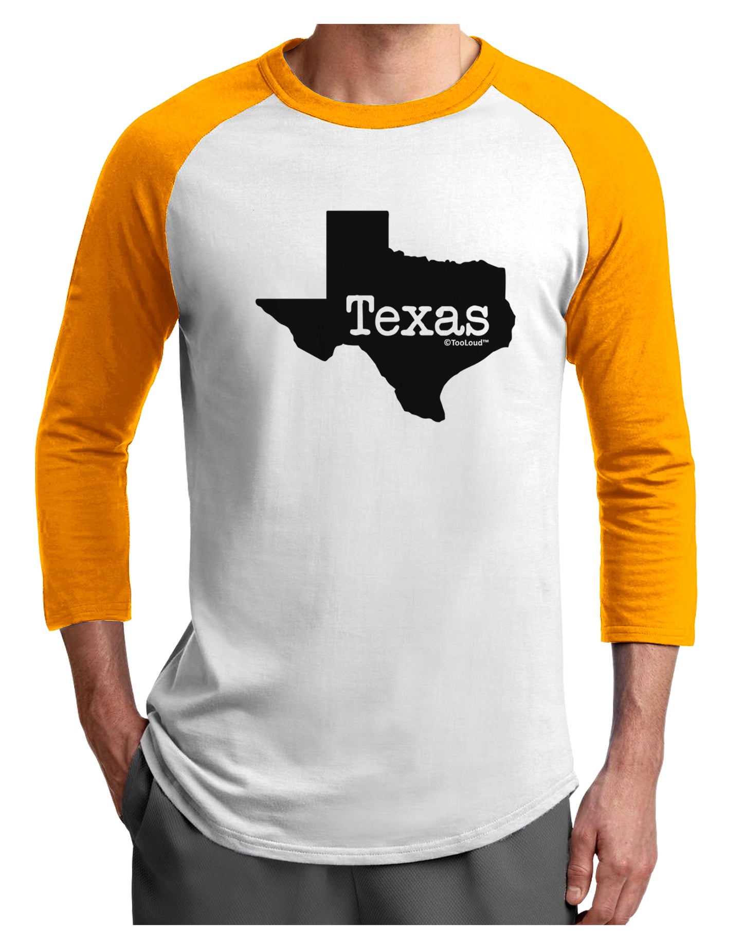 Texas - United States Shape Adult Raglan Shirt by TooLoud-TooLoud-White-Gold-X-Small-Davson Sales