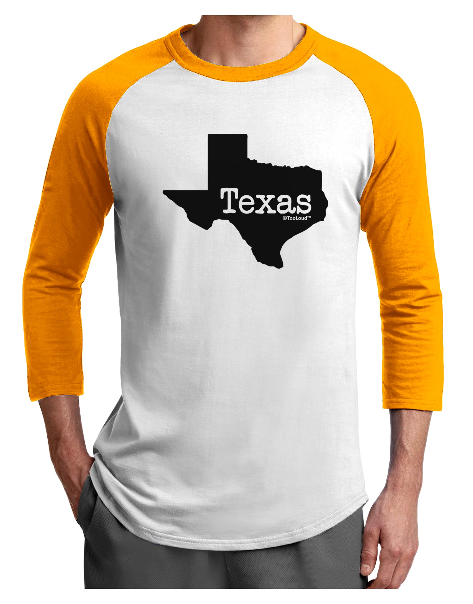 Texas - United States Shape Adult Raglan Shirt by TooLoud-TooLoud-White-Gold-X-Small-Davson Sales