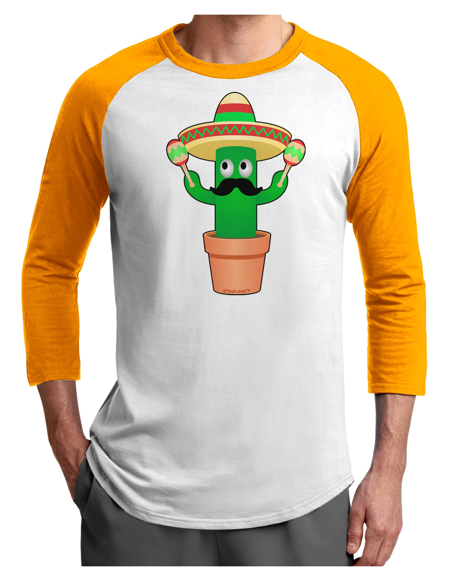 Fiesta Cactus Adult Raglan Shirt-Raglan Shirt-TooLoud-White-Gold-X-Small-Davson Sales