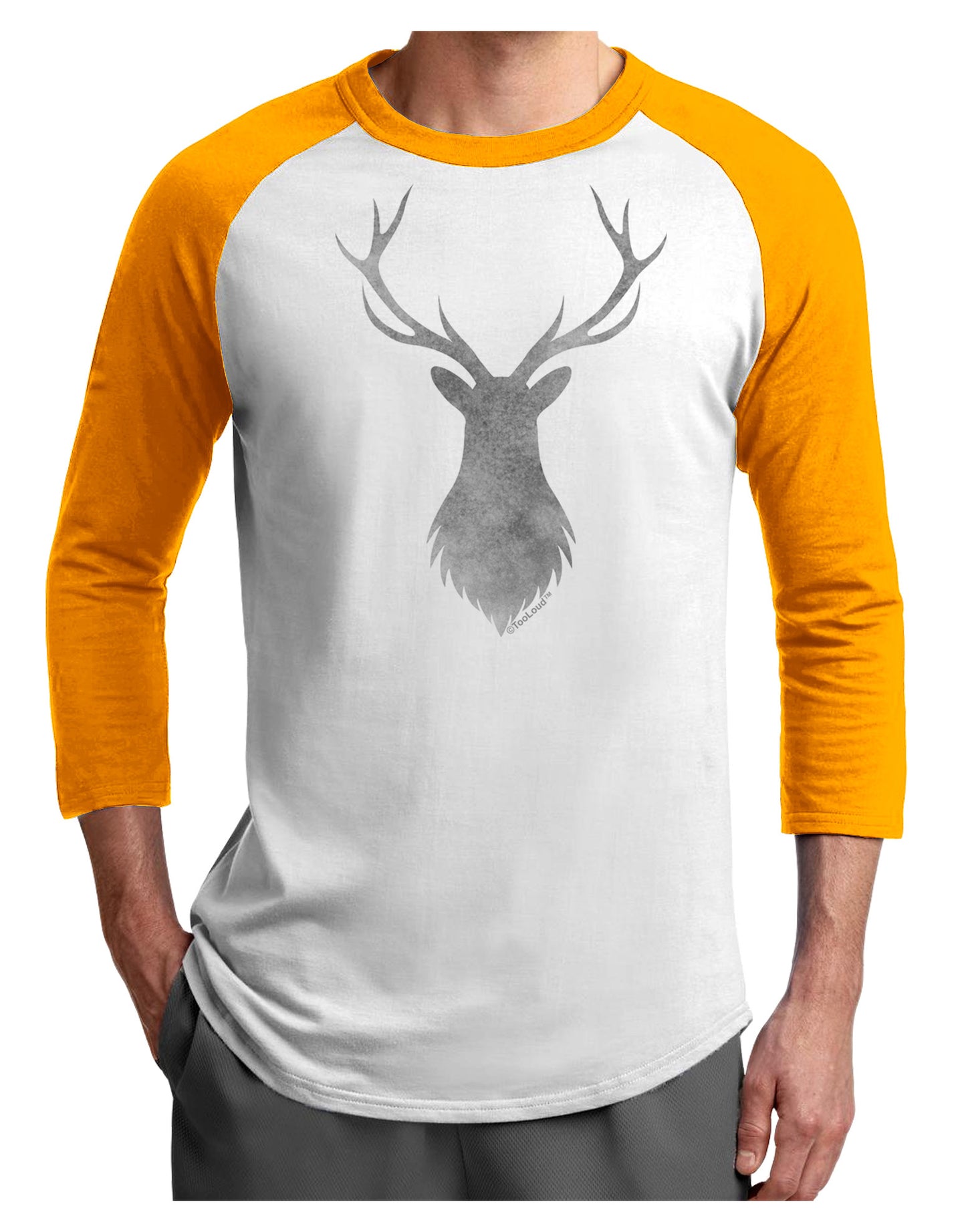 Majestic Stag Distressed Adult Raglan Shirt-Raglan Shirt-TooLoud-White-Gold-X-Small-Davson Sales