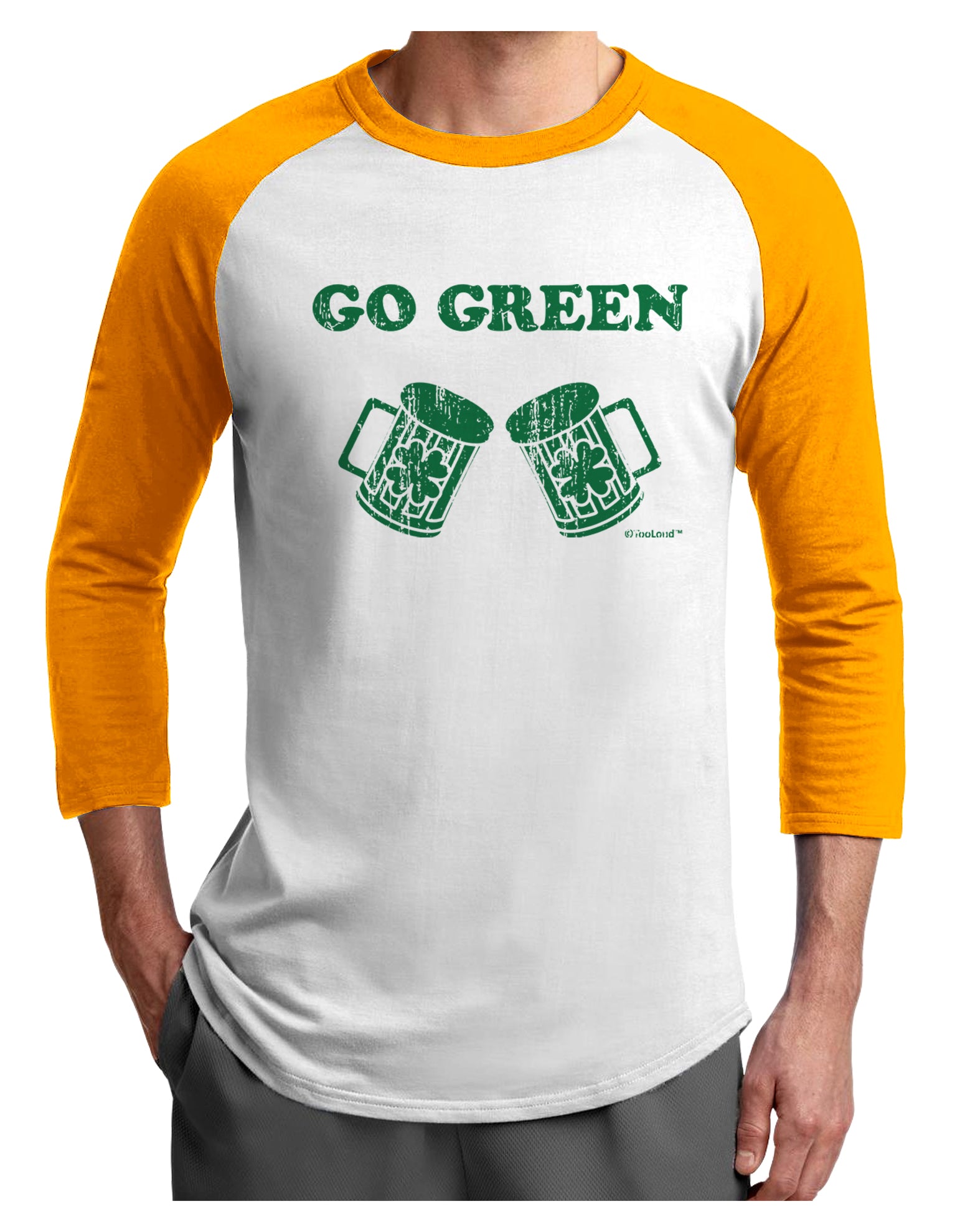 Go Green - St. Patrick's Day Green Beer Adult Raglan Shirt by TooLoud-Mens T-Shirt-TooLoud-White-Gold-X-Small-Davson Sales