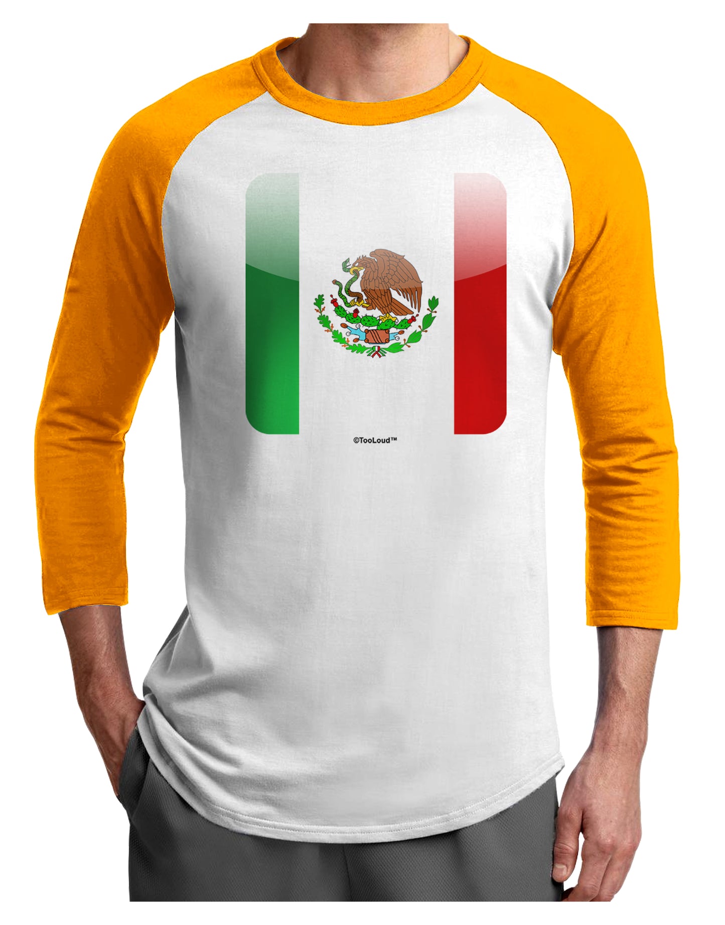 Mexican Flag App Icon Adult Raglan Shirt by TooLoud-TooLoud-White-Gold-X-Small-Davson Sales