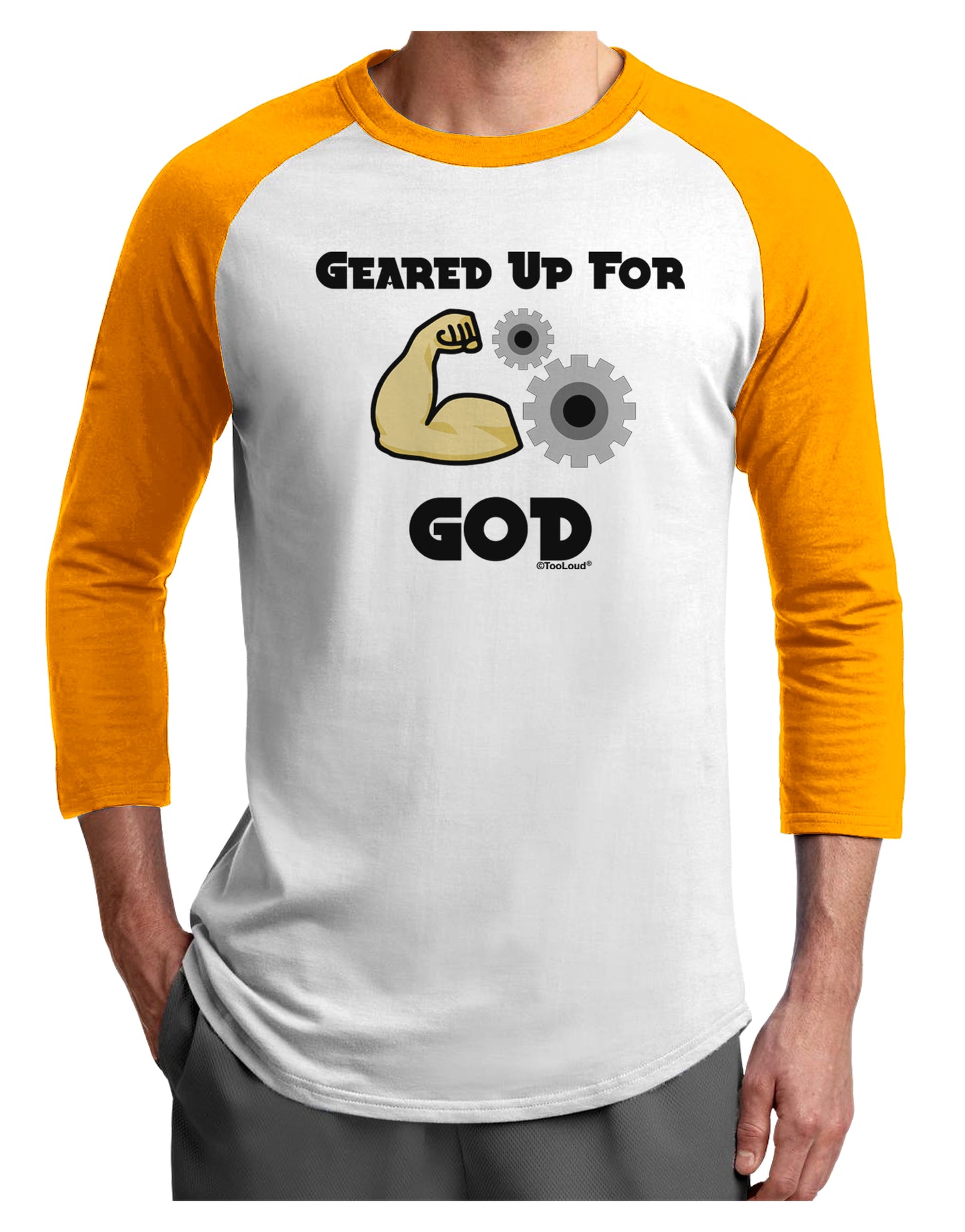 Geared Up For God Adult Raglan Shirt by TooLoud-TooLoud-White-Gold-X-Small-Davson Sales