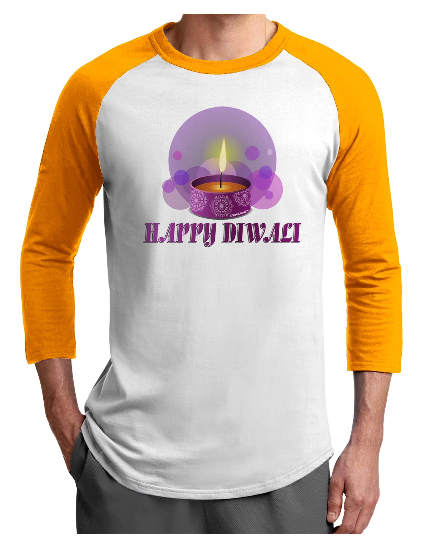 Happy Diwali Purple Candle Adult Raglan Shirt by TooLoud-TooLoud-White-Gold-X-Small-Davson Sales