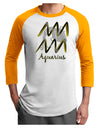 Aquarius Symbol Adult Raglan Shirt-TooLoud-White-Gold-X-Small-Davson Sales