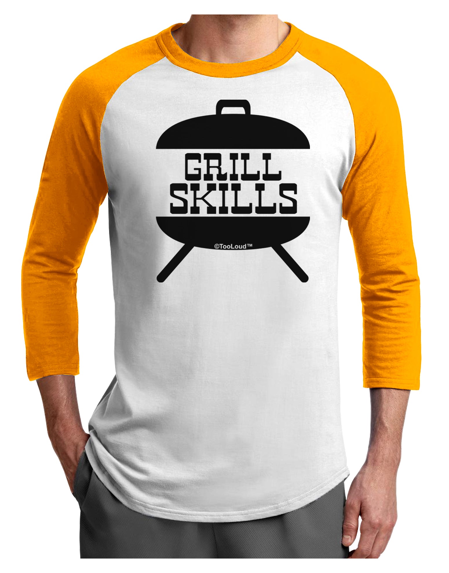 Grill Skills Grill Design Adult Raglan Shirt by TooLoud-TooLoud-White-Gold-X-Small-Davson Sales
