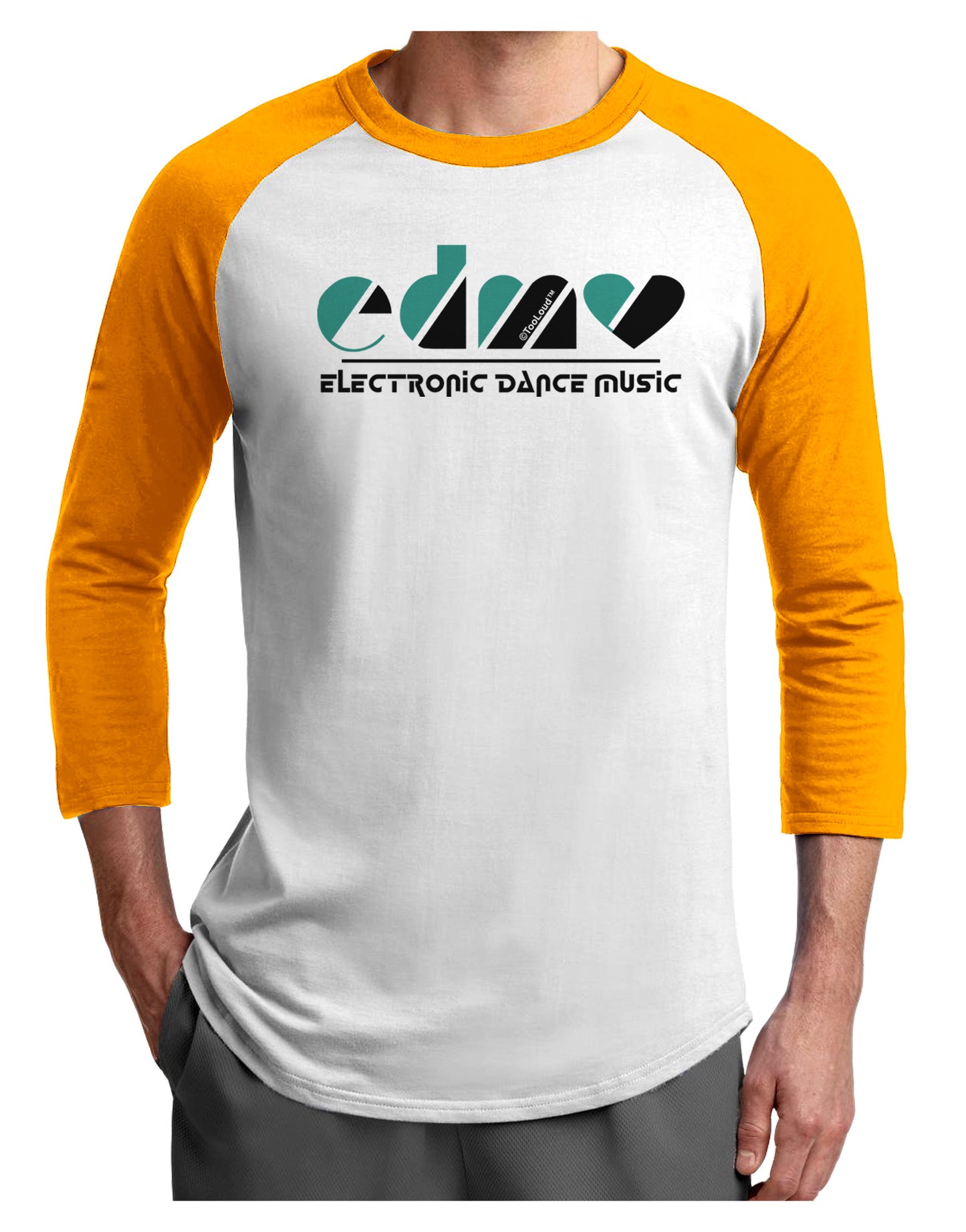 EDM Heart Black Adult Raglan Shirt-Raglan Shirt-TooLoud-White-Gold-X-Small-Davson Sales