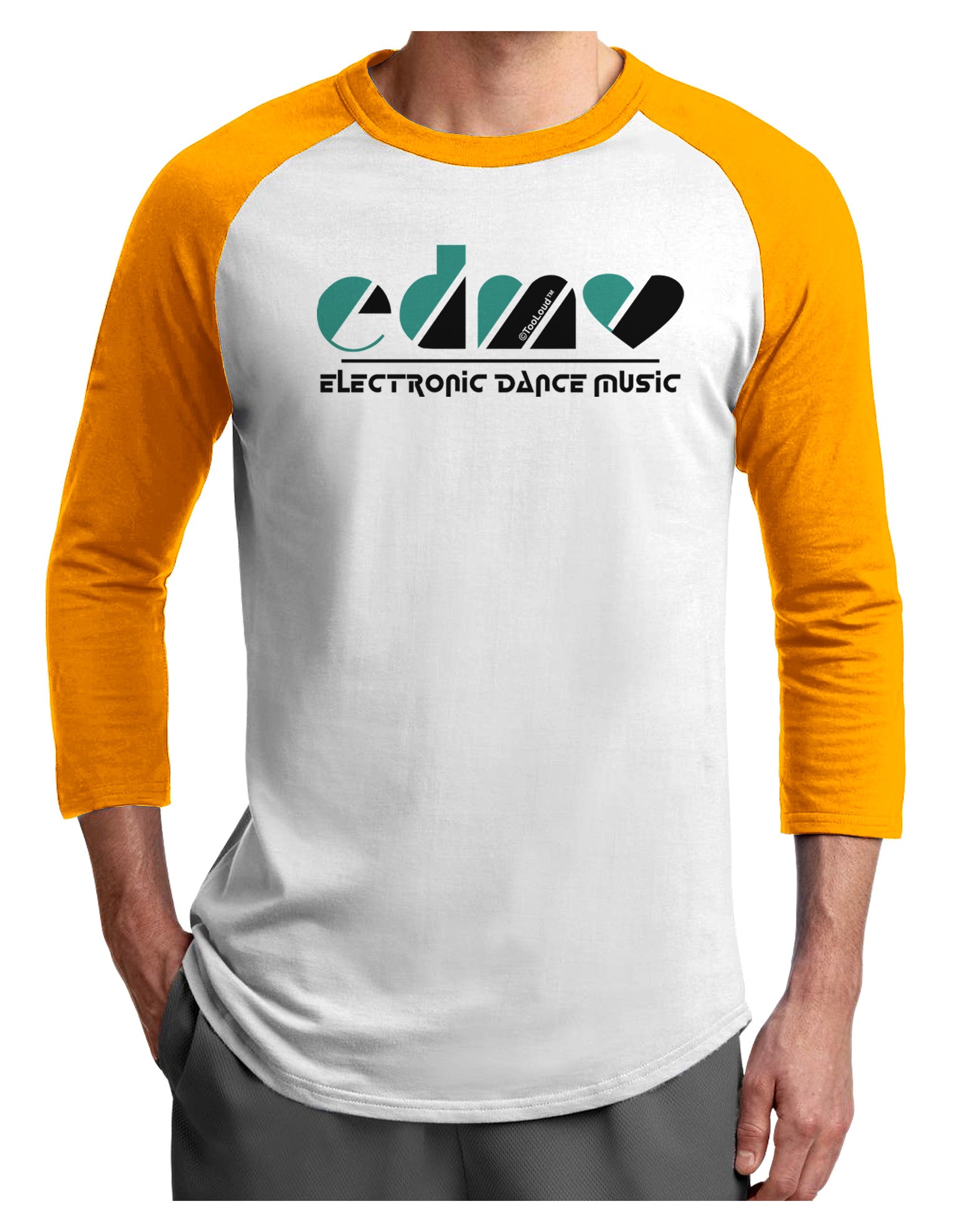 EDM Heart Black Adult Raglan Shirt-Raglan Shirt-TooLoud-White-Gold-X-Small-Davson Sales