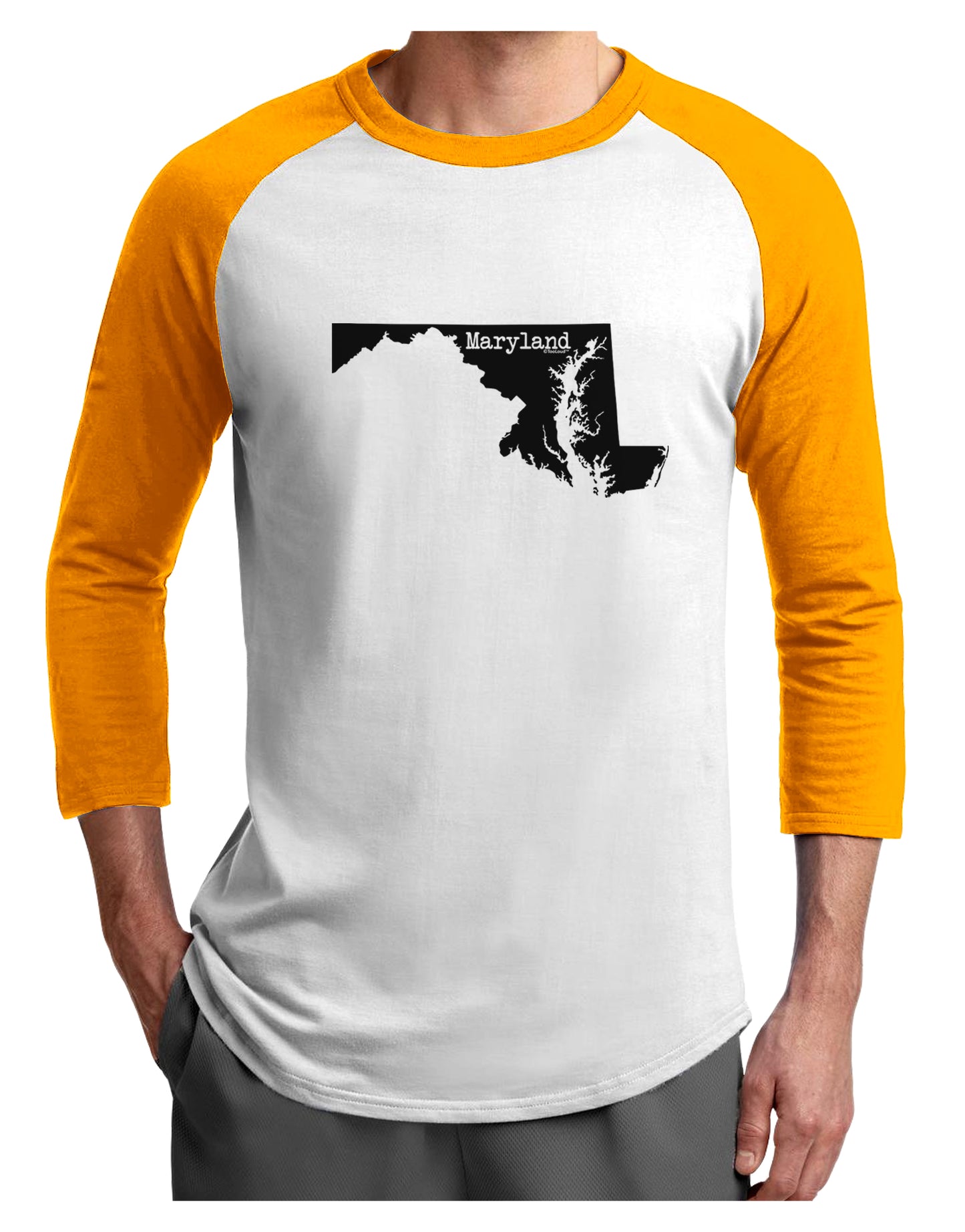 Maryland - United States Shape Adult Raglan Shirt by TooLoud-TooLoud-White-Gold-X-Small-Davson Sales