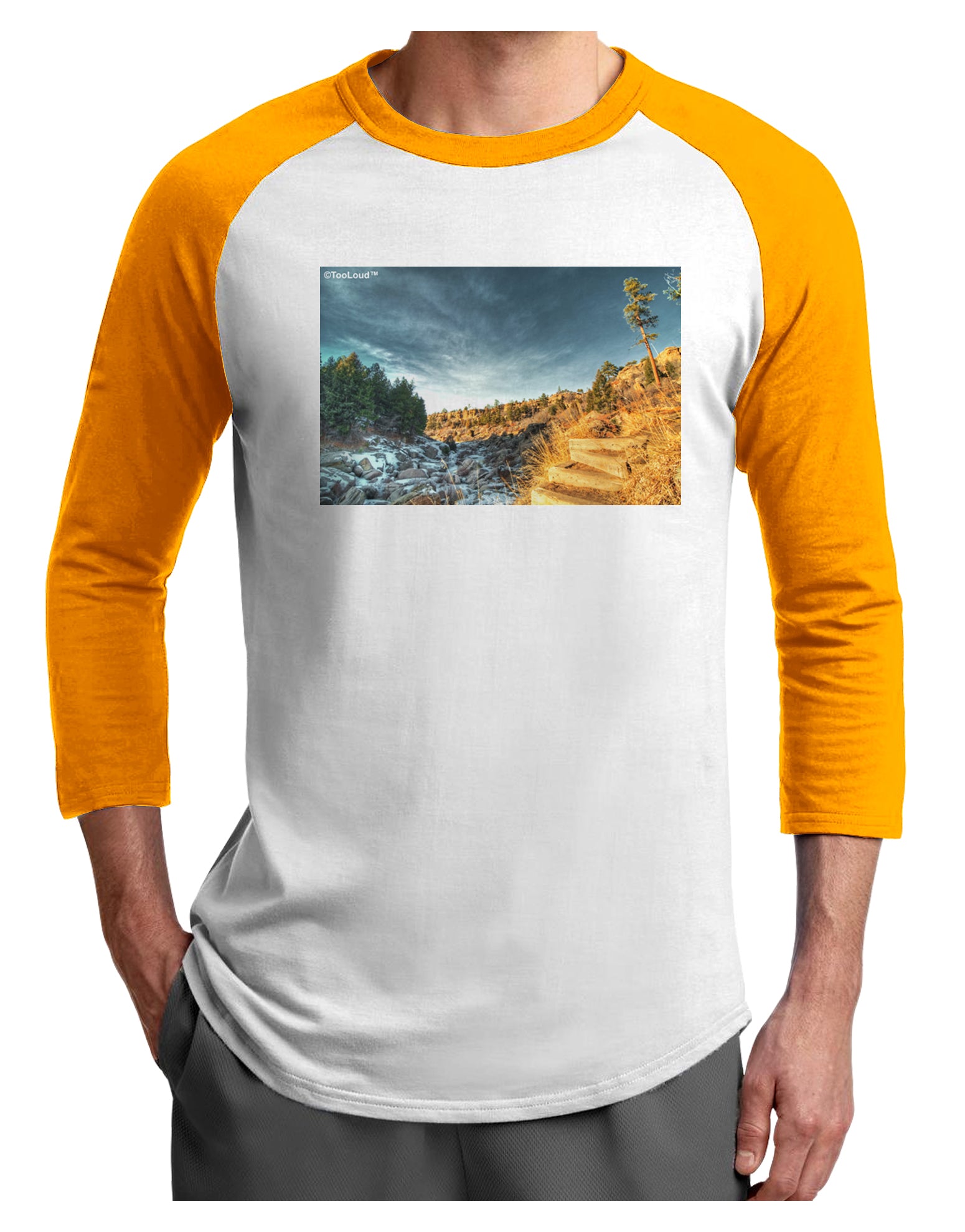 Castlewood Canyon Adult Raglan Shirt-Raglan Shirt-TooLoud-White-Gold-X-Small-Davson Sales
