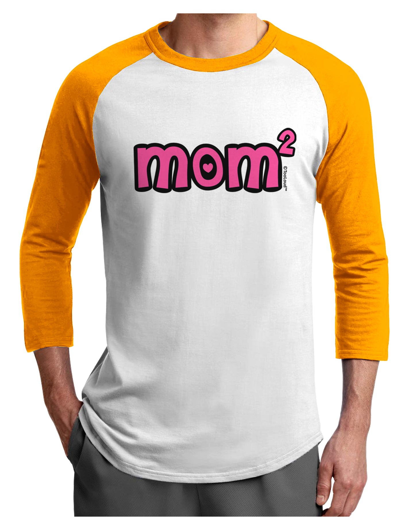 Mom Squared - Cute Mom of Two Design Adult Raglan Shirt by TooLoud-TooLoud-White-Gold-X-Small-Davson Sales