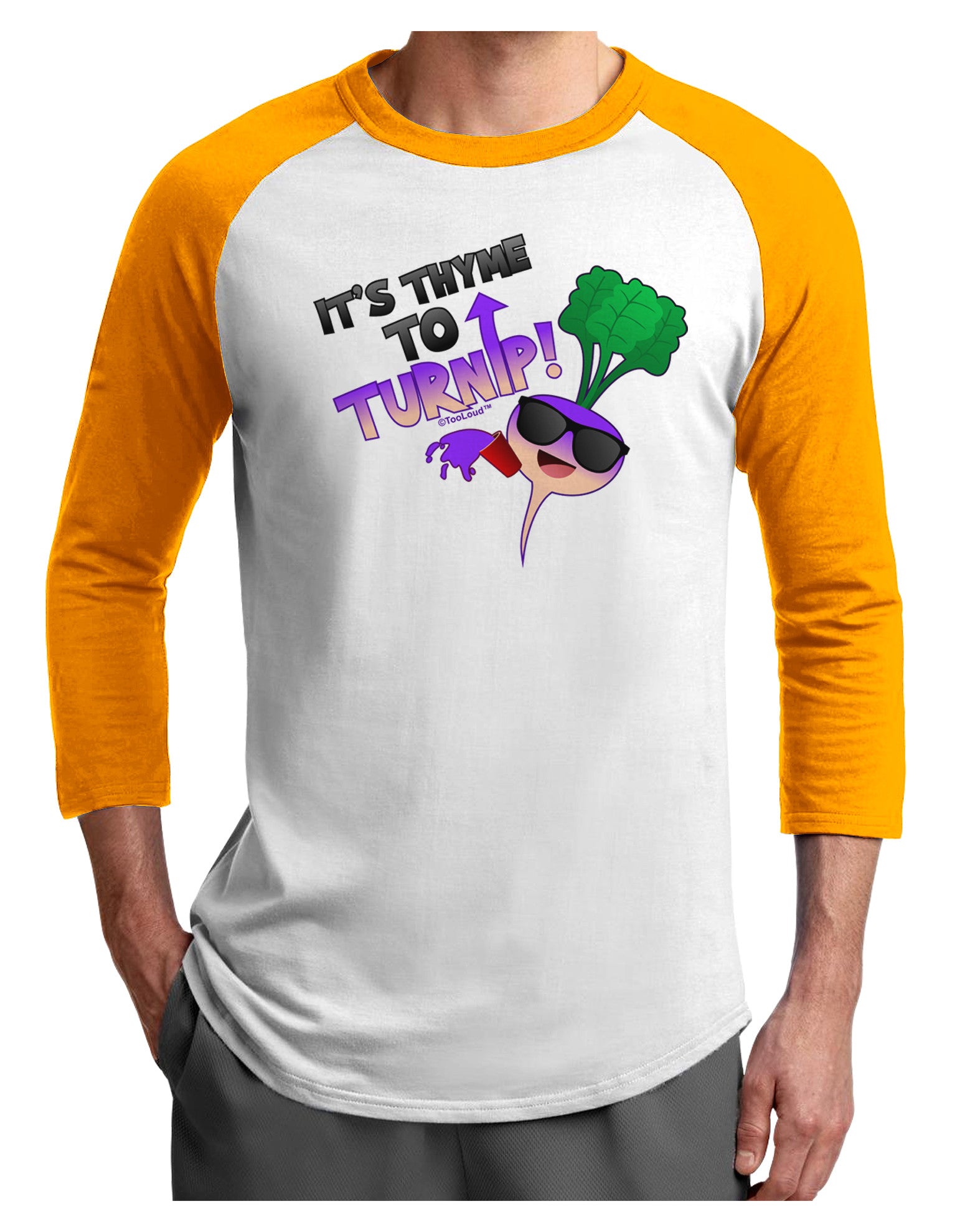 It's Thyme To Turnip Adult Raglan Shirt-Raglan Shirt-TooLoud-White-Gold-X-Small-Davson Sales