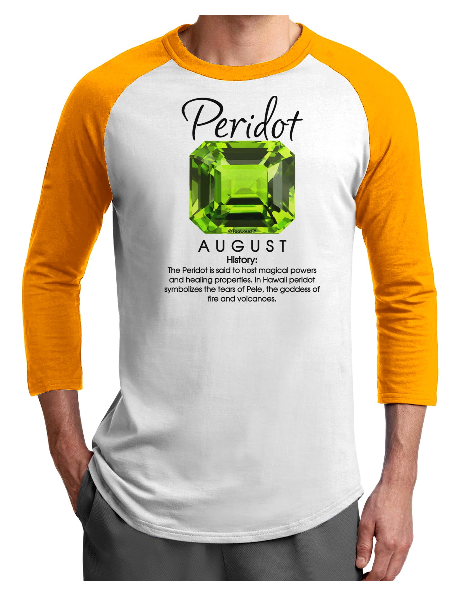 Birthstone Peridot Adult Raglan Shirt-Raglan Shirt-TooLoud-White-Gold-X-Small-Davson Sales