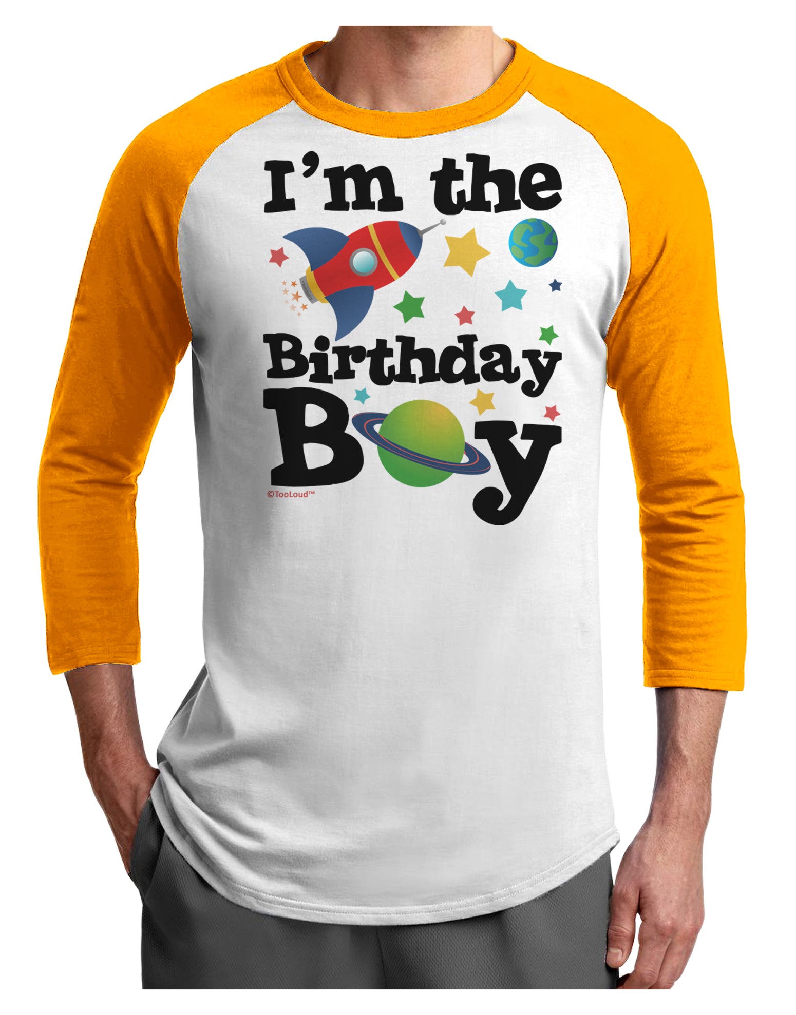 I'm the Birthday Boy - Outer Space Design Adult Raglan Shirt by TooLoud-TooLoud-White-Gold-X-Small-Davson Sales