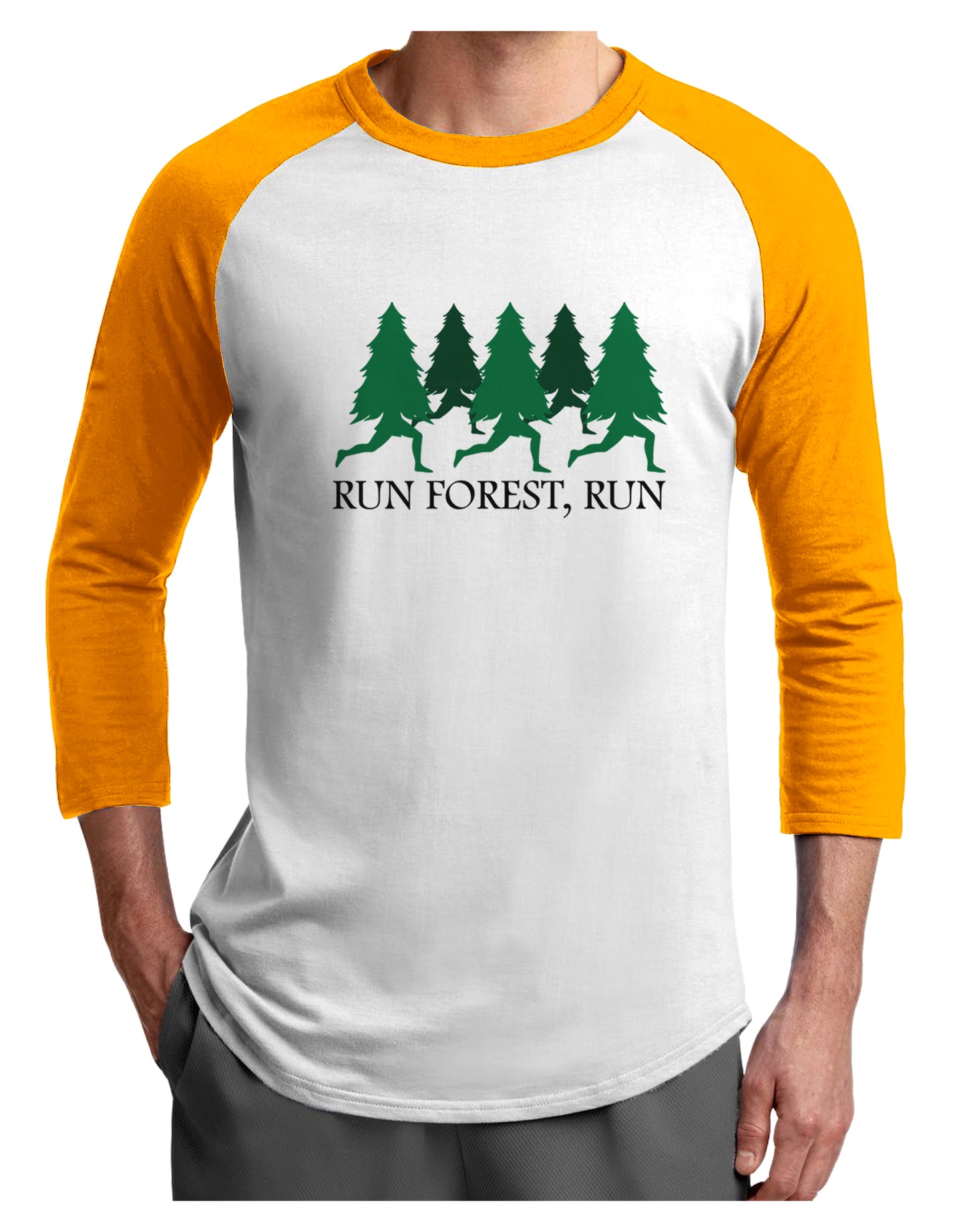 Run Forest Run Funny Adult Raglan Shirt by TooLoud-TooLoud-White-Gold-X-Small-Davson Sales