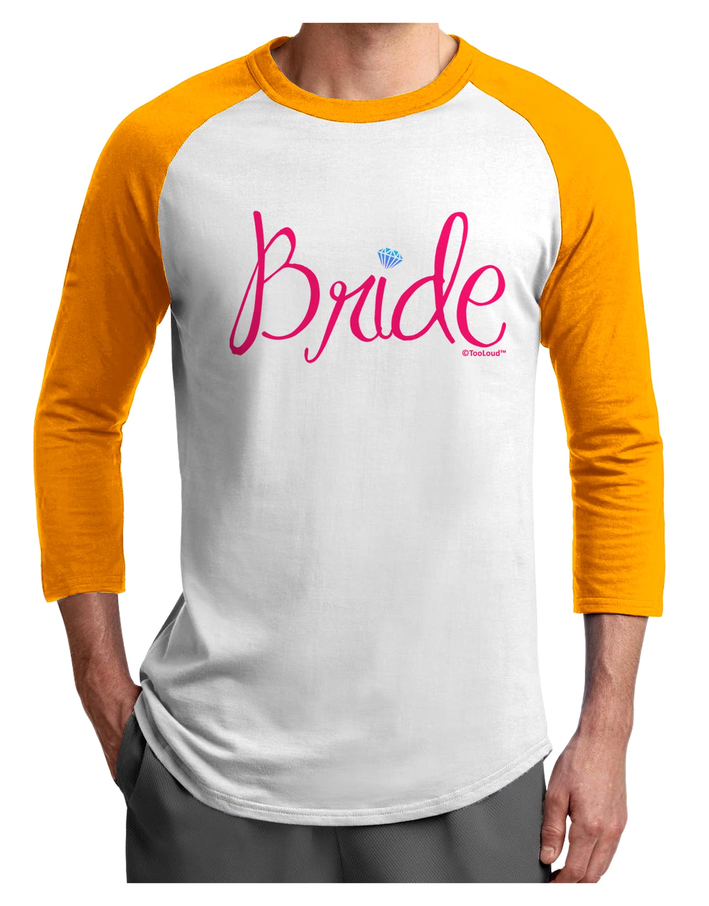 Bride Design - Diamond - Color Adult Raglan Shirt-TooLoud-White-Gold-X-Small-Davson Sales