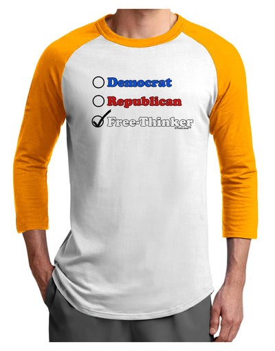 Free Thinker Checklist Adult Raglan Shirt-TooLoud-White-Gold-X-Small-Davson Sales