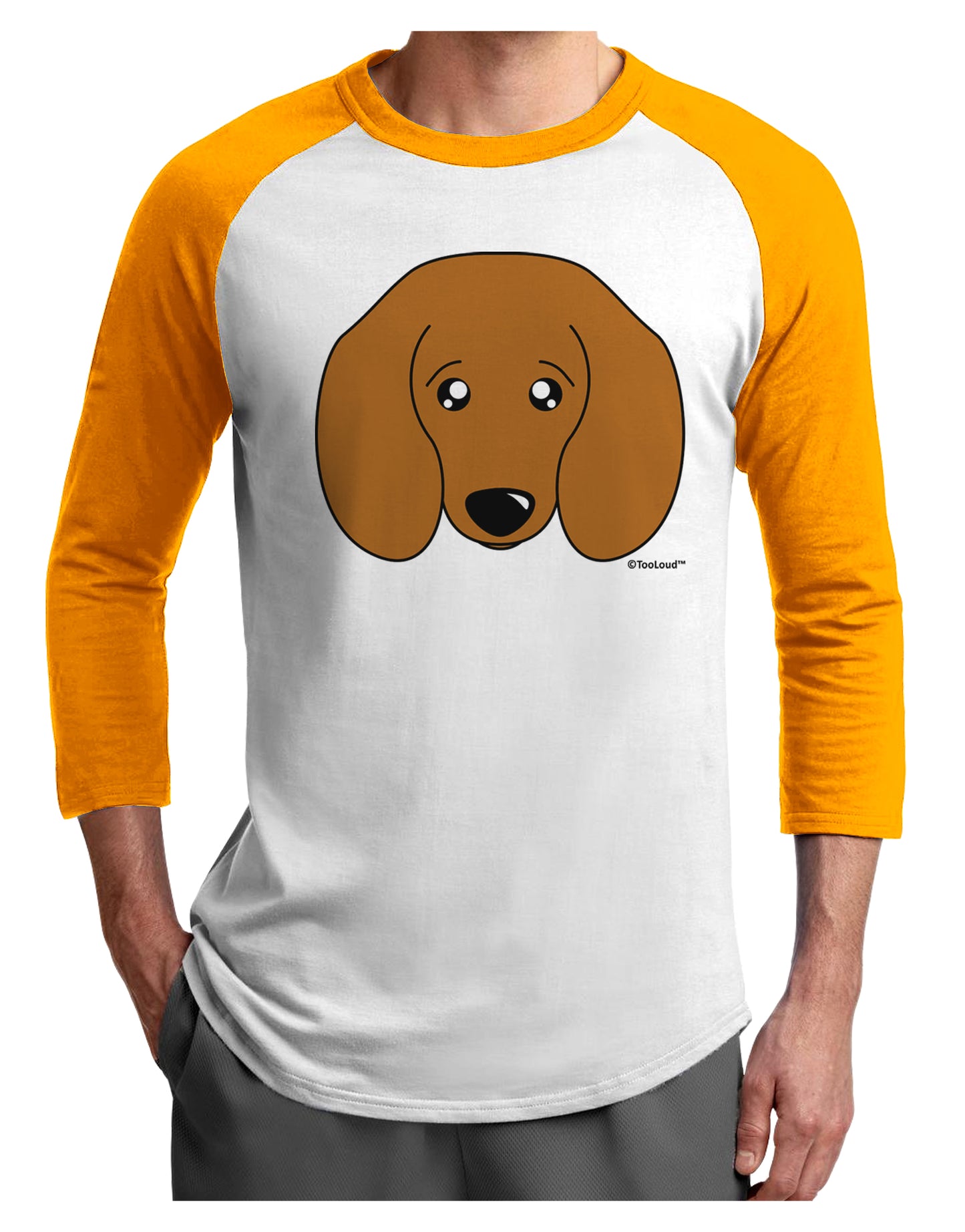 Cute Doxie Dachshund Dog Adult Raglan Shirt by TooLoud-TooLoud-White-Gold-X-Small-Davson Sales