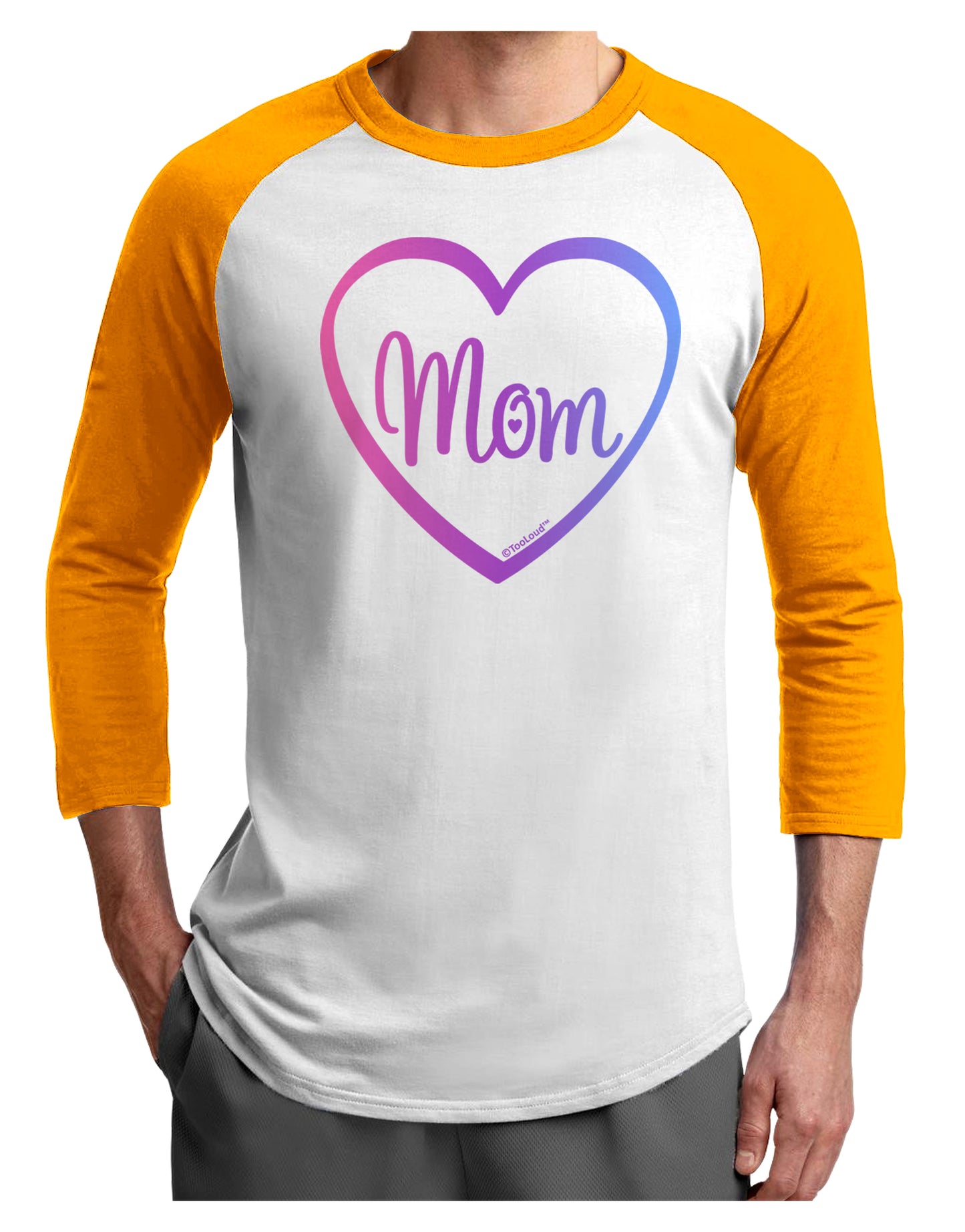 Mom Heart Design - Gradient Colors Adult Raglan Shirt by TooLoud-TooLoud-White-Gold-X-Small-Davson Sales