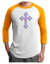 Easter Color Cross Adult Raglan Shirt-TooLoud-White-Gold-X-Small-Davson Sales