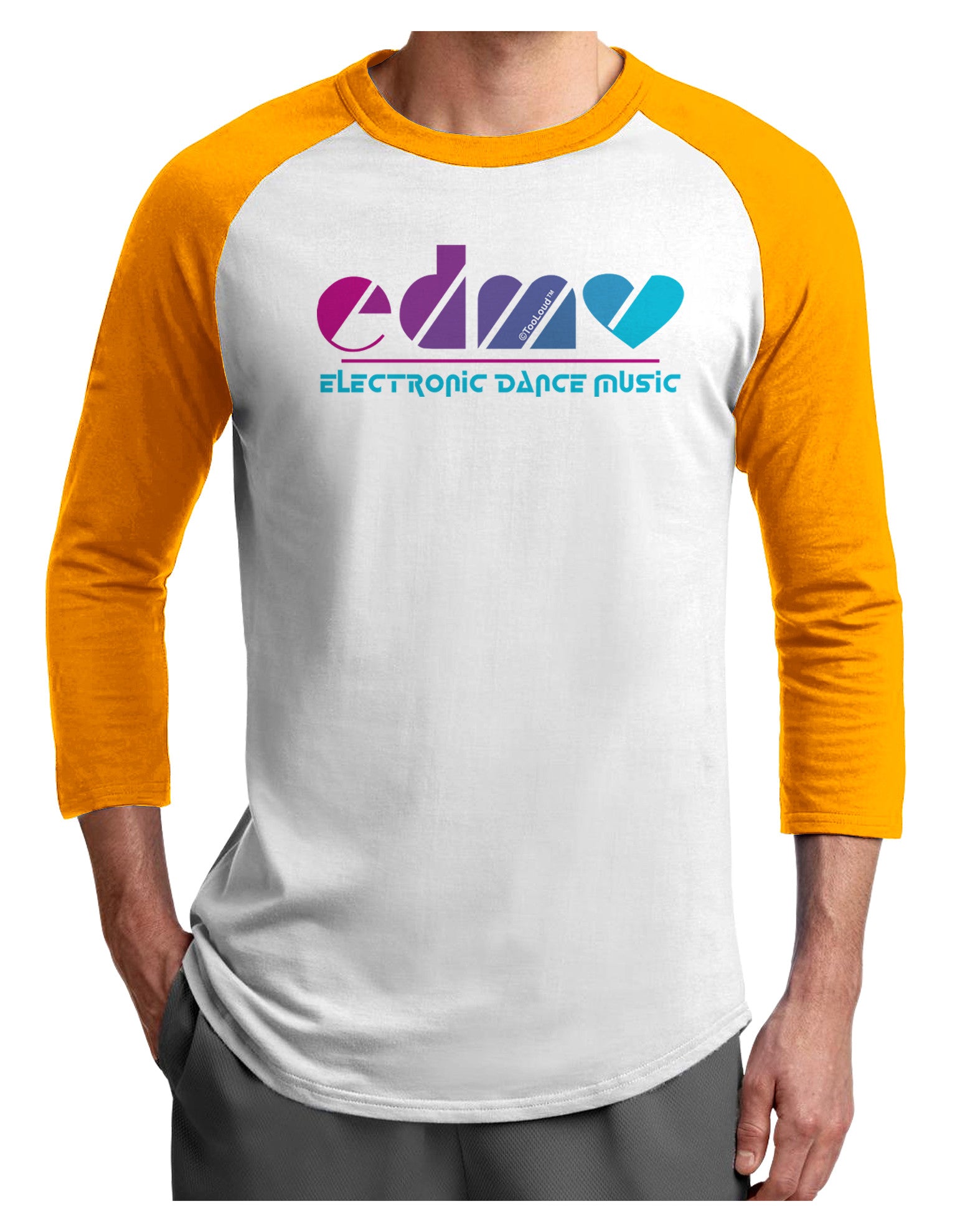 EDM Heart Adult Raglan Shirt-Raglan Shirt-TooLoud-White-Gold-X-Small-Davson Sales