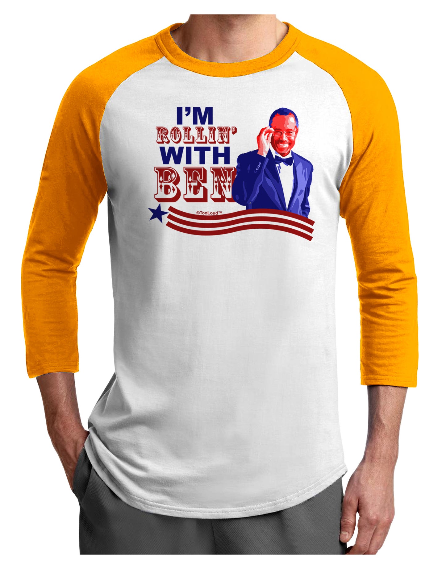 Rollin' With Ben Adult Raglan Shirt-Raglan Shirt-TooLoud-White-Gold-X-Small-Davson Sales