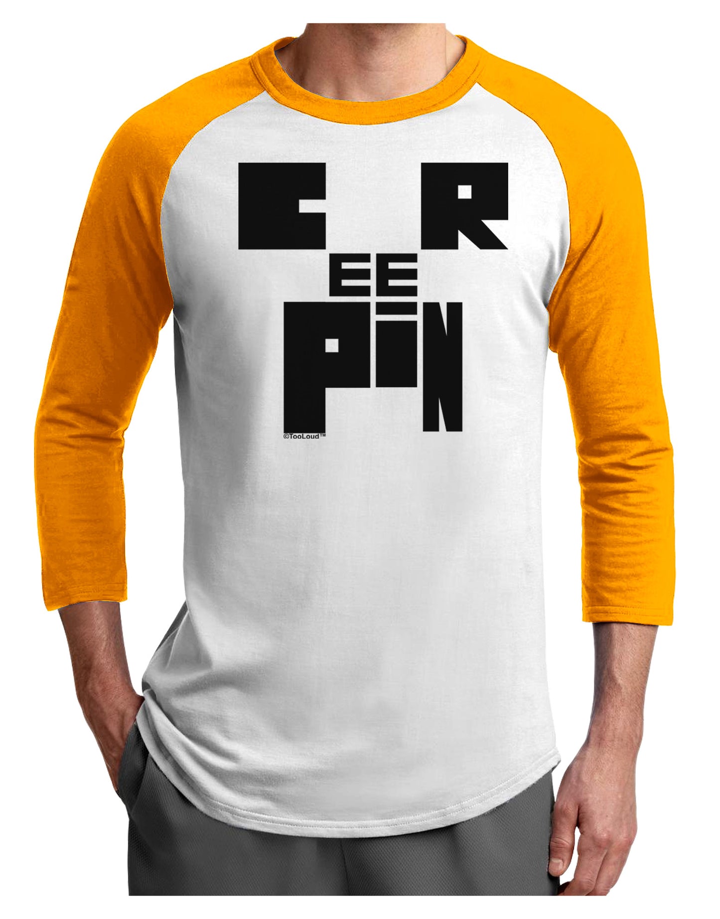 Creepin Adult Raglan Shirt-Raglan Shirt-TooLoud-White-Gold-X-Small-Davson Sales