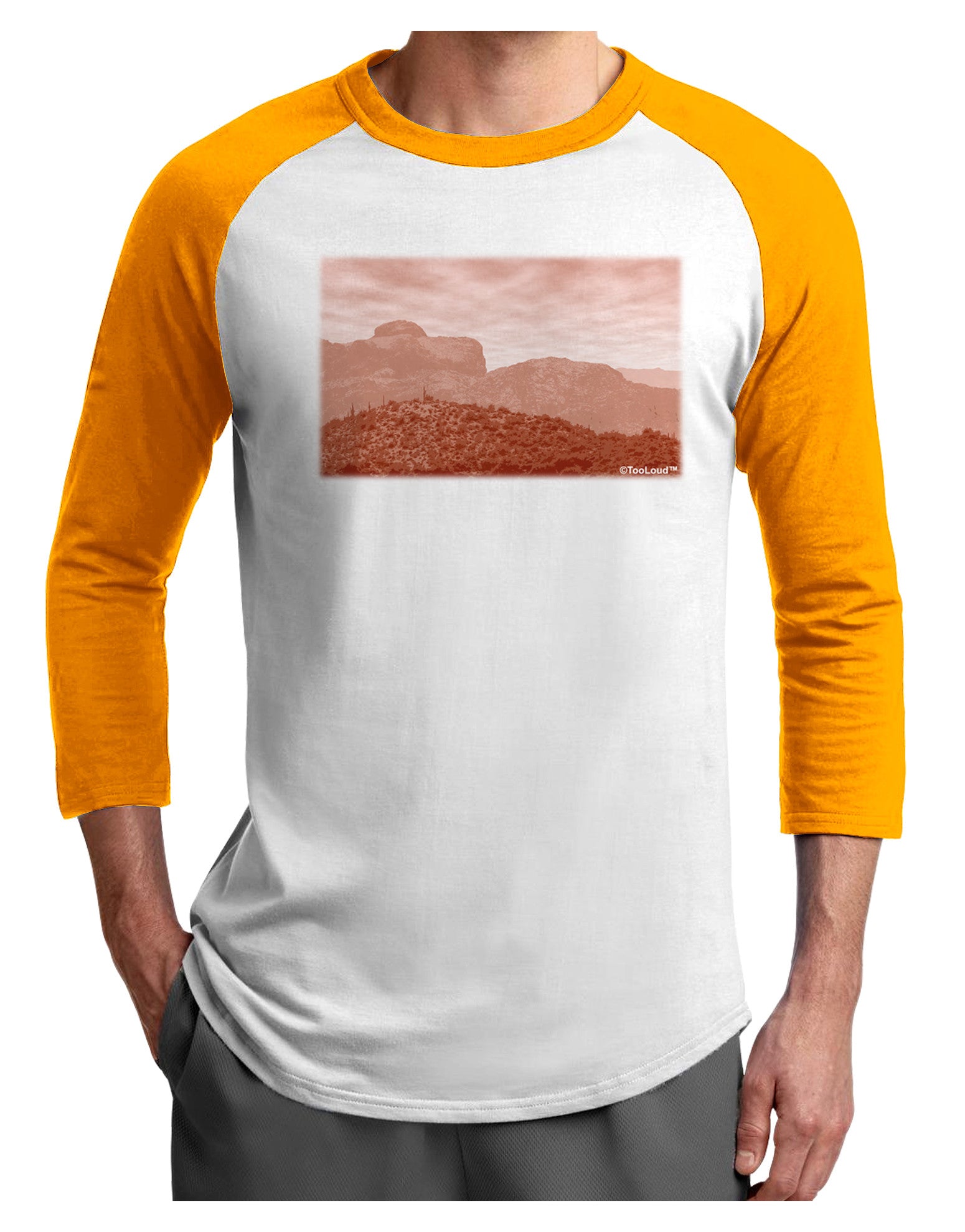 Red Planet Landscape Adult Raglan Shirt-TooLoud-White-Gold-X-Small-Davson Sales