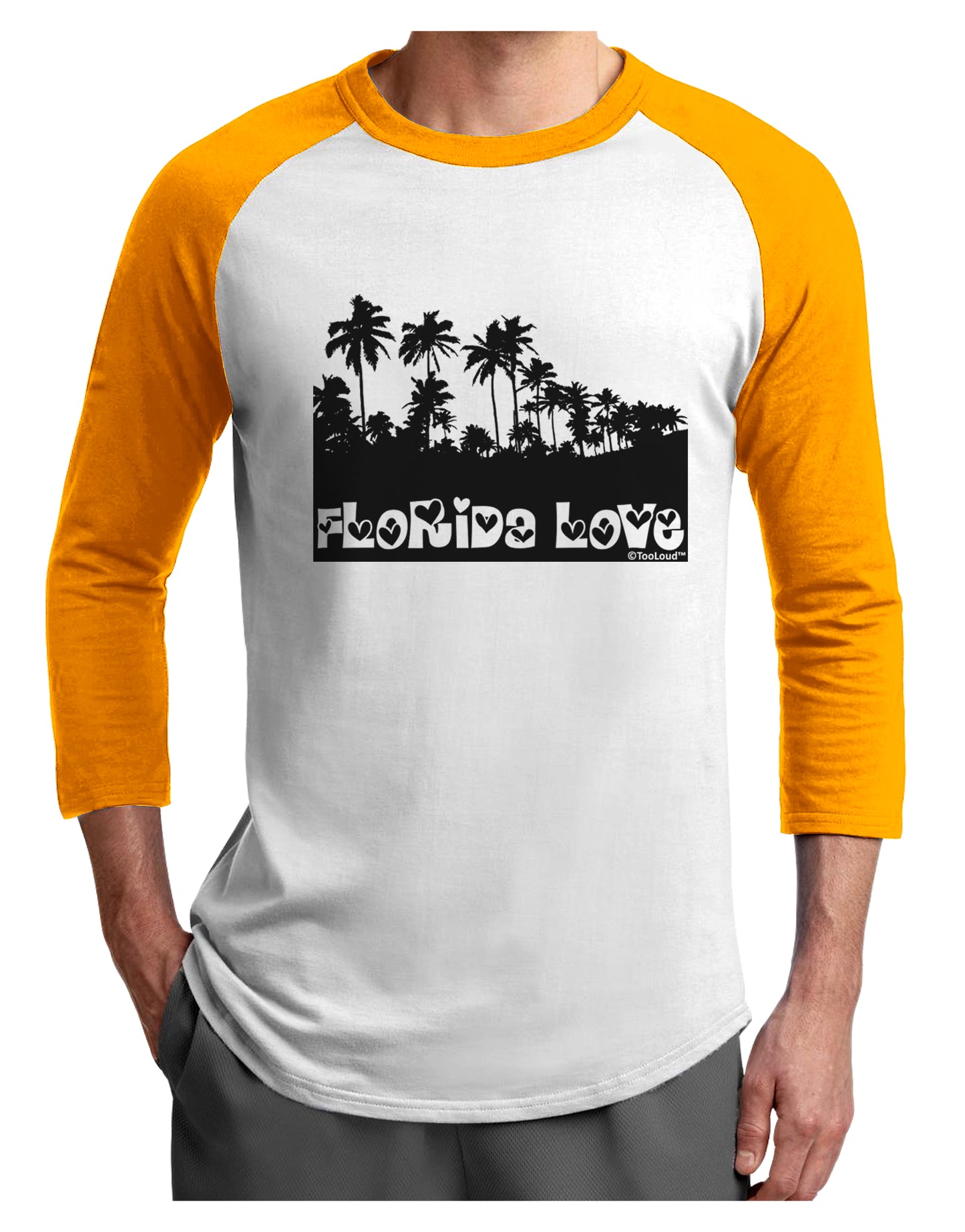 Florida Love - Palm Trees Cutout Design Adult Raglan Shirt by TooLoud-TooLoud-White-Gold-X-Small-Davson Sales