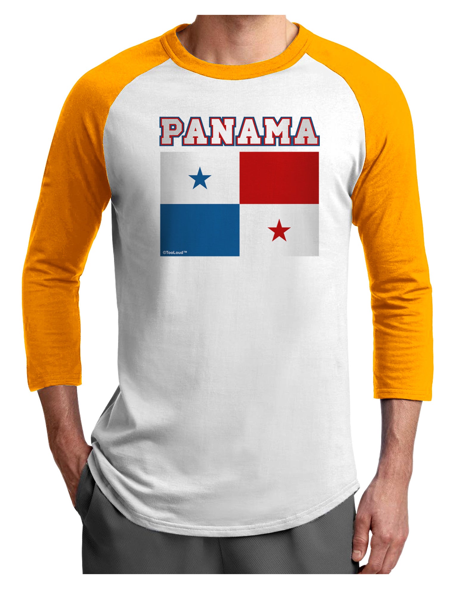 Panama Flag Adult Raglan Shirt-Raglan Shirt-TooLoud-White-Gold-X-Small-Davson Sales