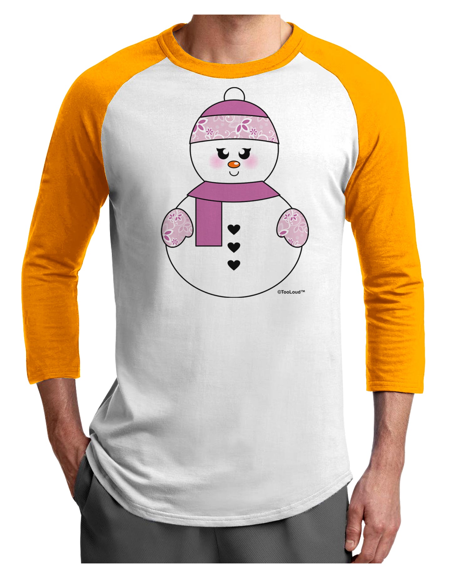 Cute Girl Snowman - Christmas Adult Raglan Shirt by TooLoud-TooLoud-White-Gold-X-Small-Davson Sales