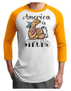 America is Strong We will Overcome This Adult Raglan Shirt White Gold