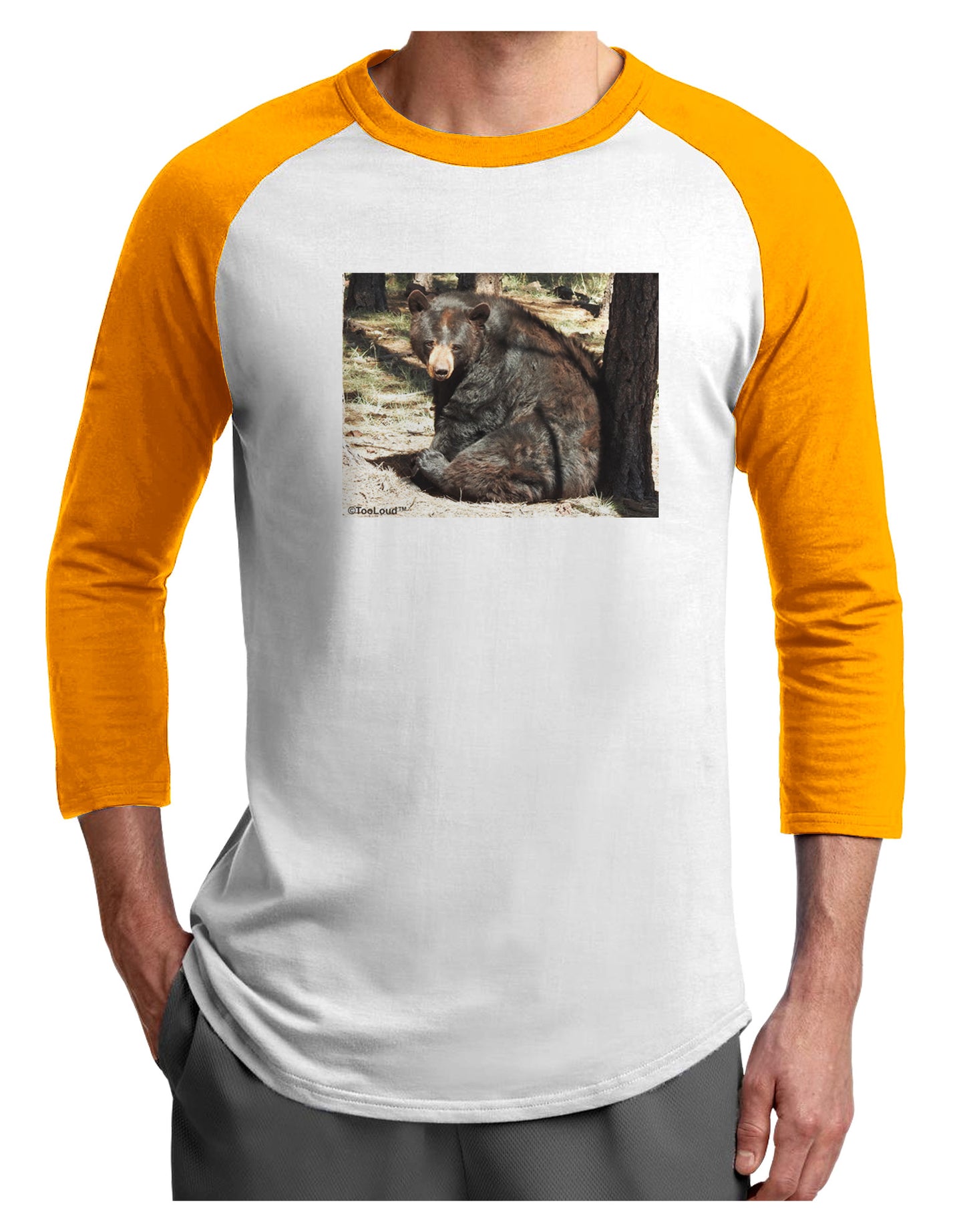 Sad Black Bear Adult Raglan Shirt-Raglan Shirt-TooLoud-White-Gold-X-Small-Davson Sales