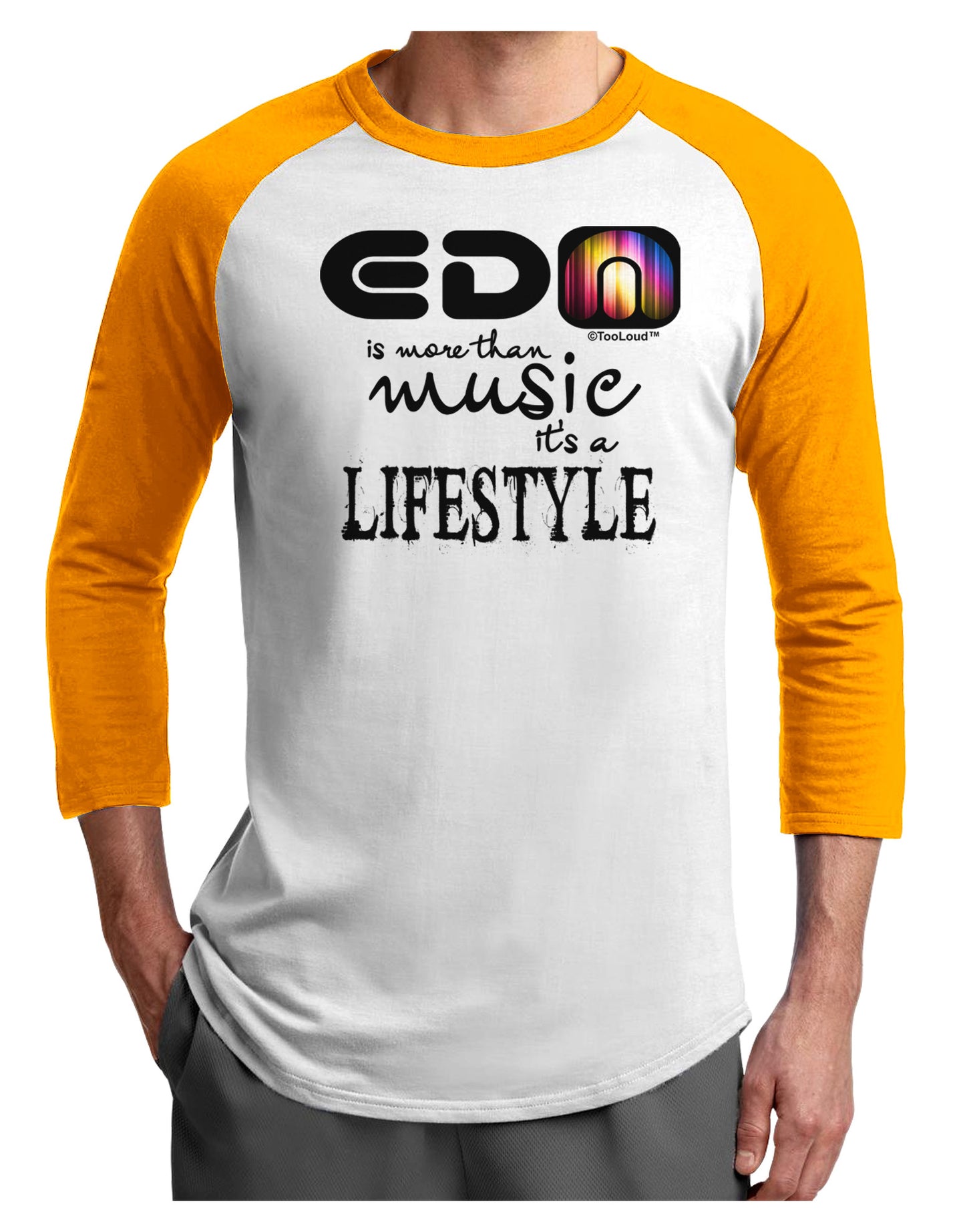 EDM - A Lifestyle Adult Raglan Shirt-Raglan Shirt-TooLoud-White-Gold-X-Small-Davson Sales