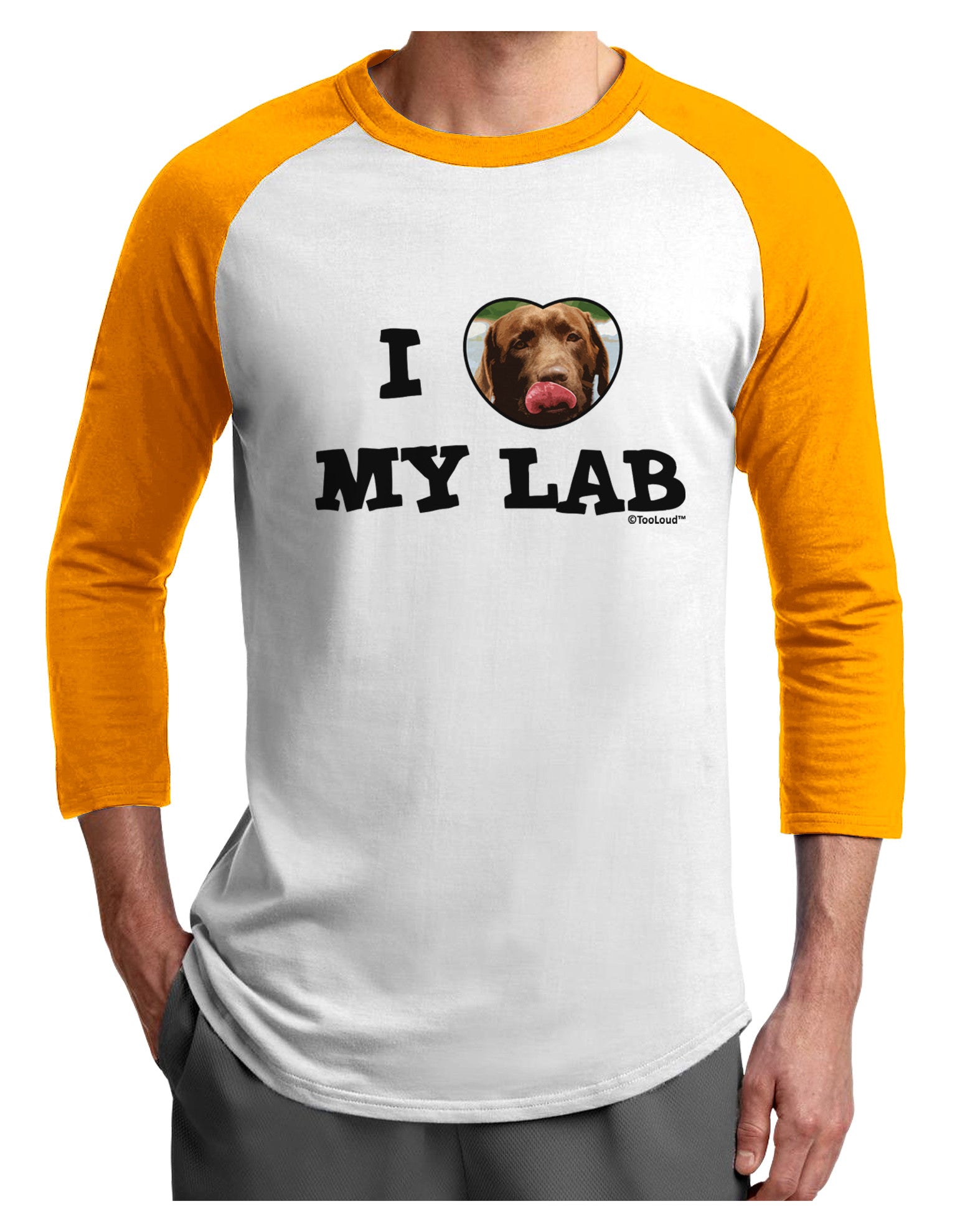 I Heart My Lab Adult Raglan Shirt-Raglan Shirt-TooLoud-White-Gold-X-Small-Davson Sales
