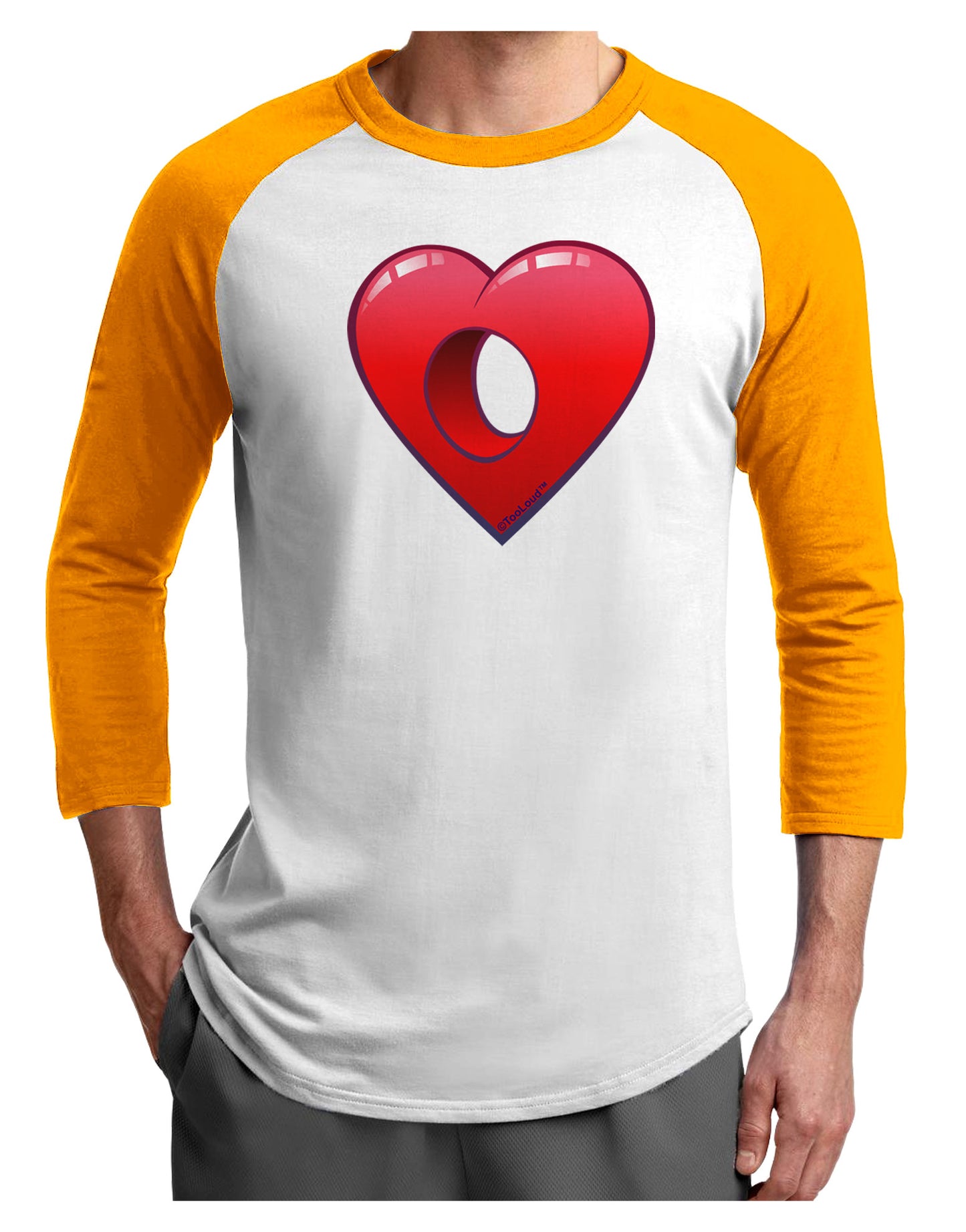 Hole Heartedly Broken Heart Adult Raglan Shirt by-Raglan Shirt-TooLoud-White-Gold-X-Small-Davson Sales
