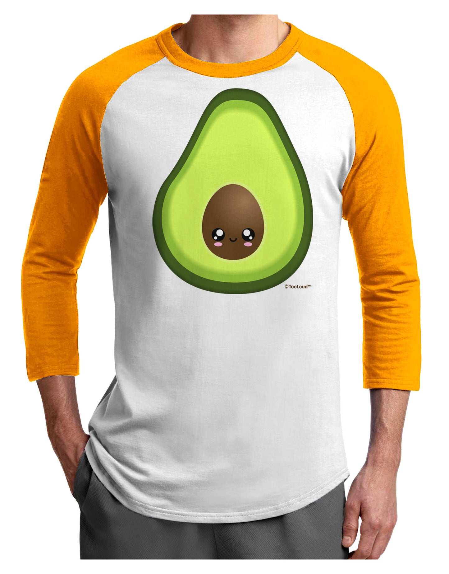 Cute Avocado Design Adult Raglan Shirt-Raglan Shirt-TooLoud-White-Gold-X-Small-Davson Sales