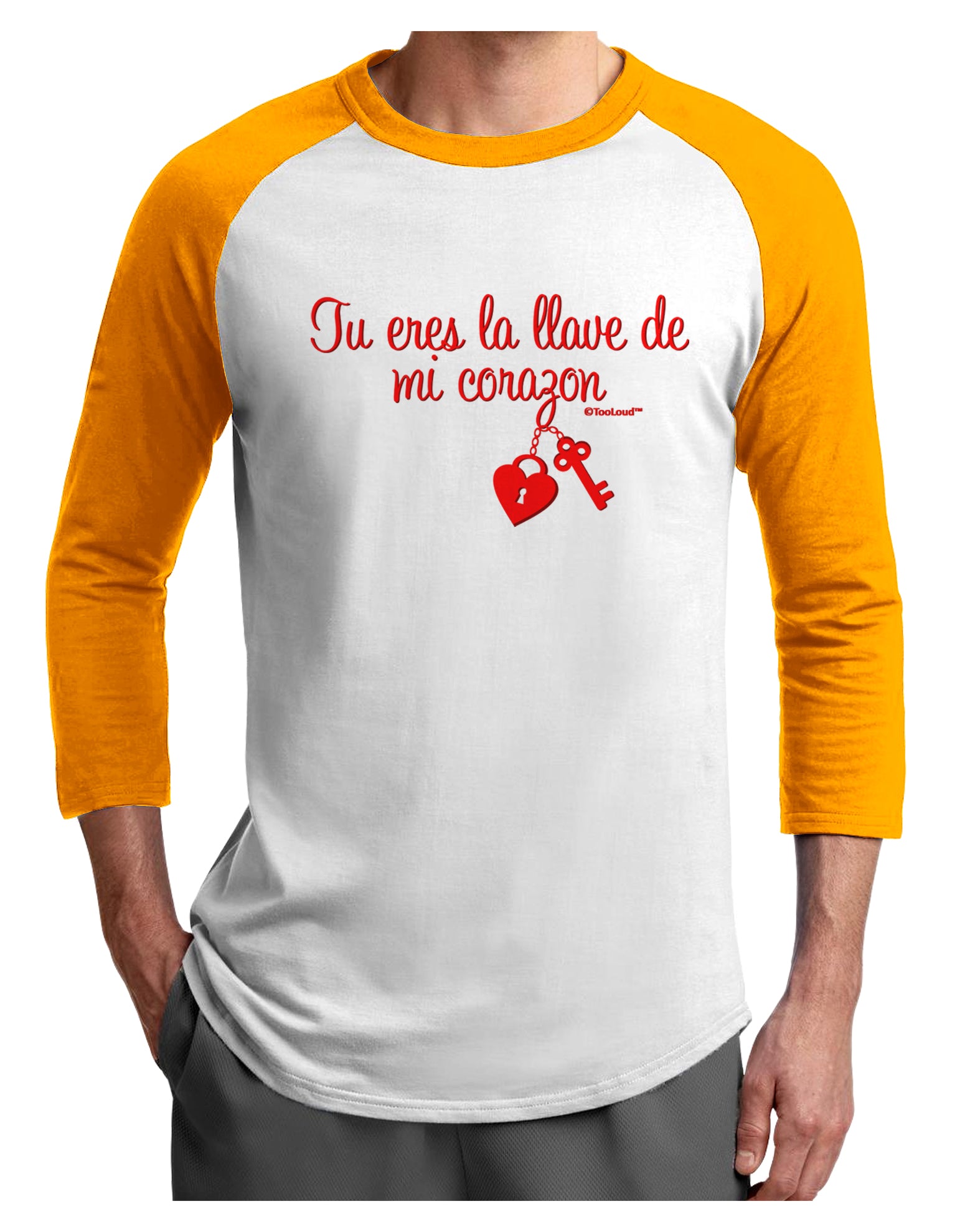 Tu Eres La Llave De Mi Corazon Adult Raglan Shirt by TooLoud-TooLoud-White-Gold-X-Small-Davson Sales