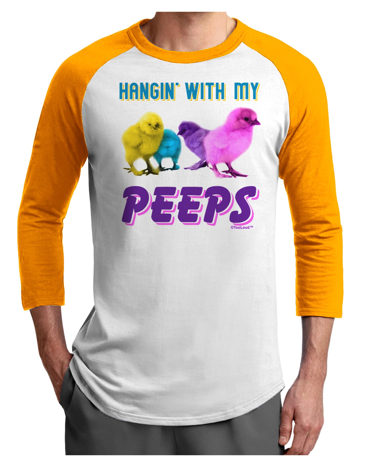 Hangin With My Peeps Adult Raglan Shirt-Raglan Shirt-TooLoud-White-Gold-X-Small-Davson Sales